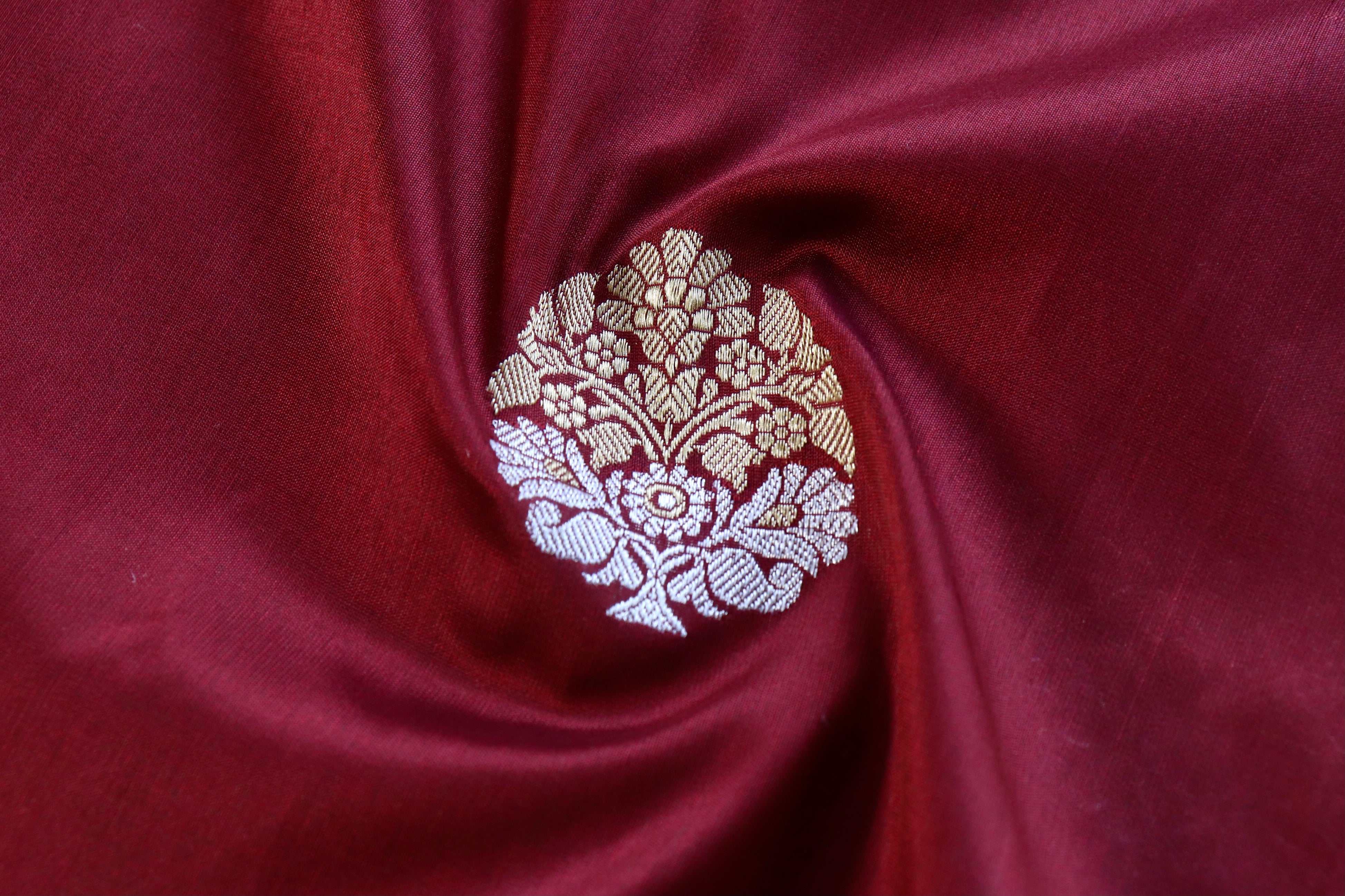 Maroon Sona Rupa Pure Silk Handloom Banarasi Saree