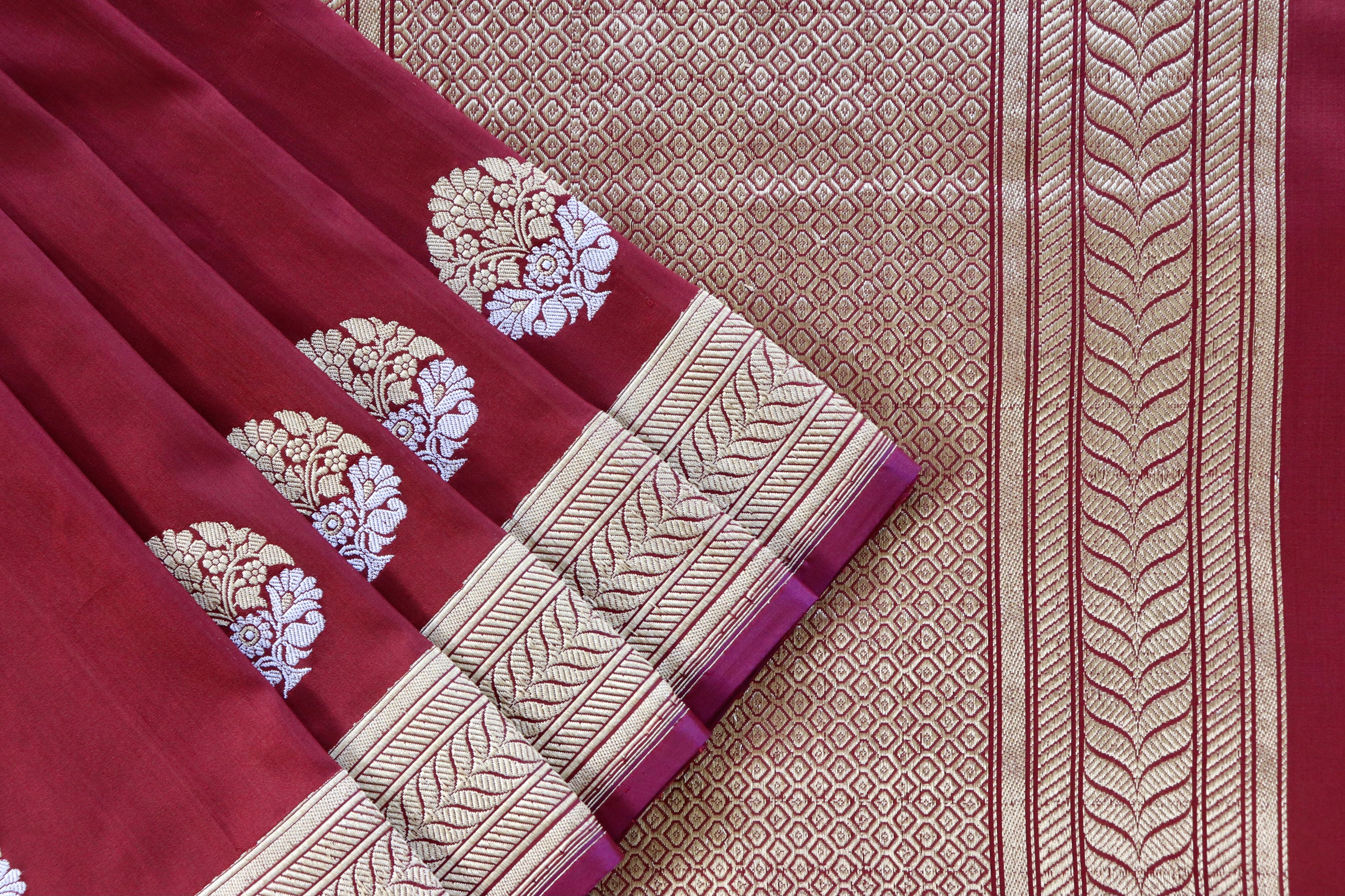 Maroon Sona Rupa Pure Silk Handloom Banarasi Saree