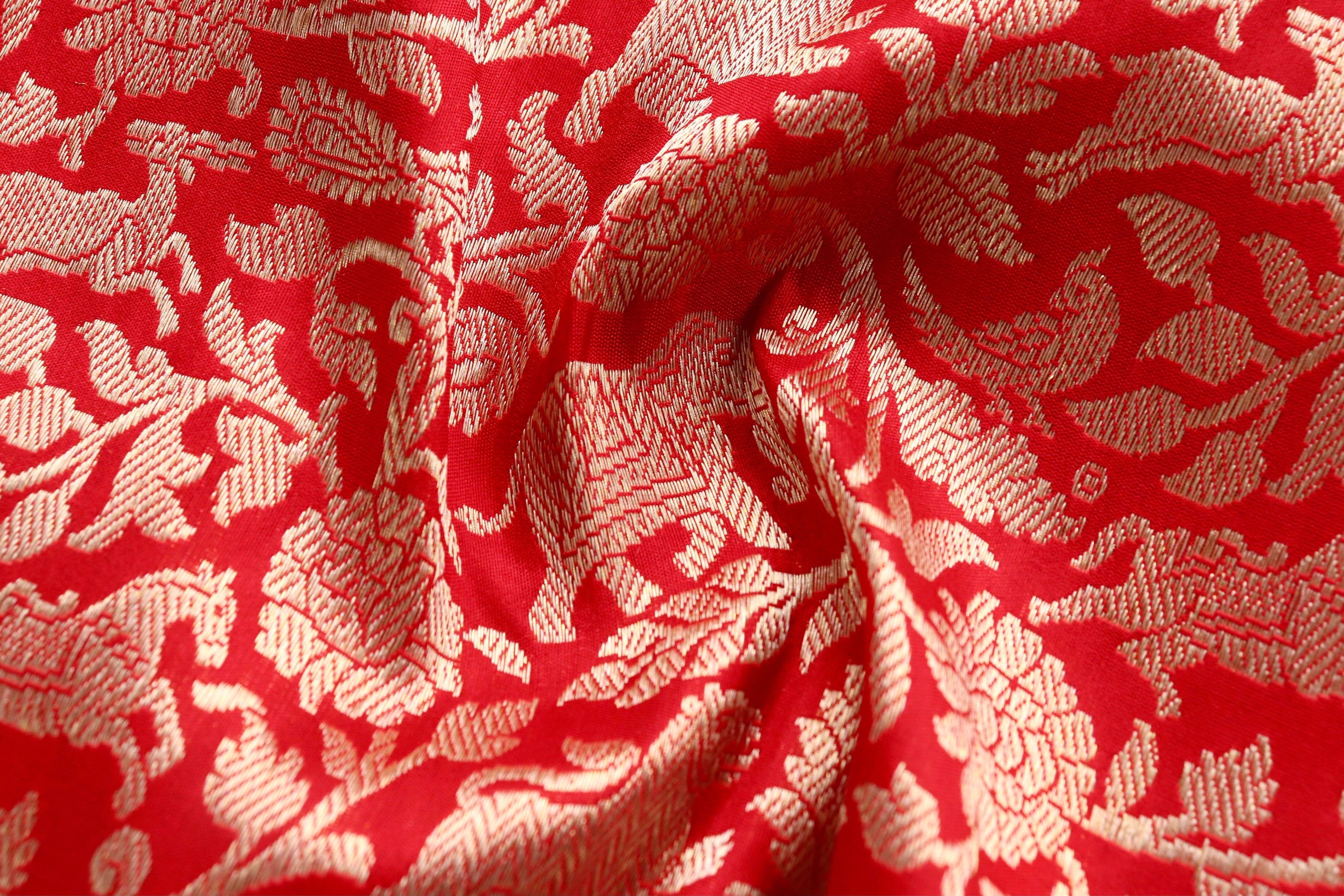 Red Shikargah Pure Silk Handloom Banarasi Saree