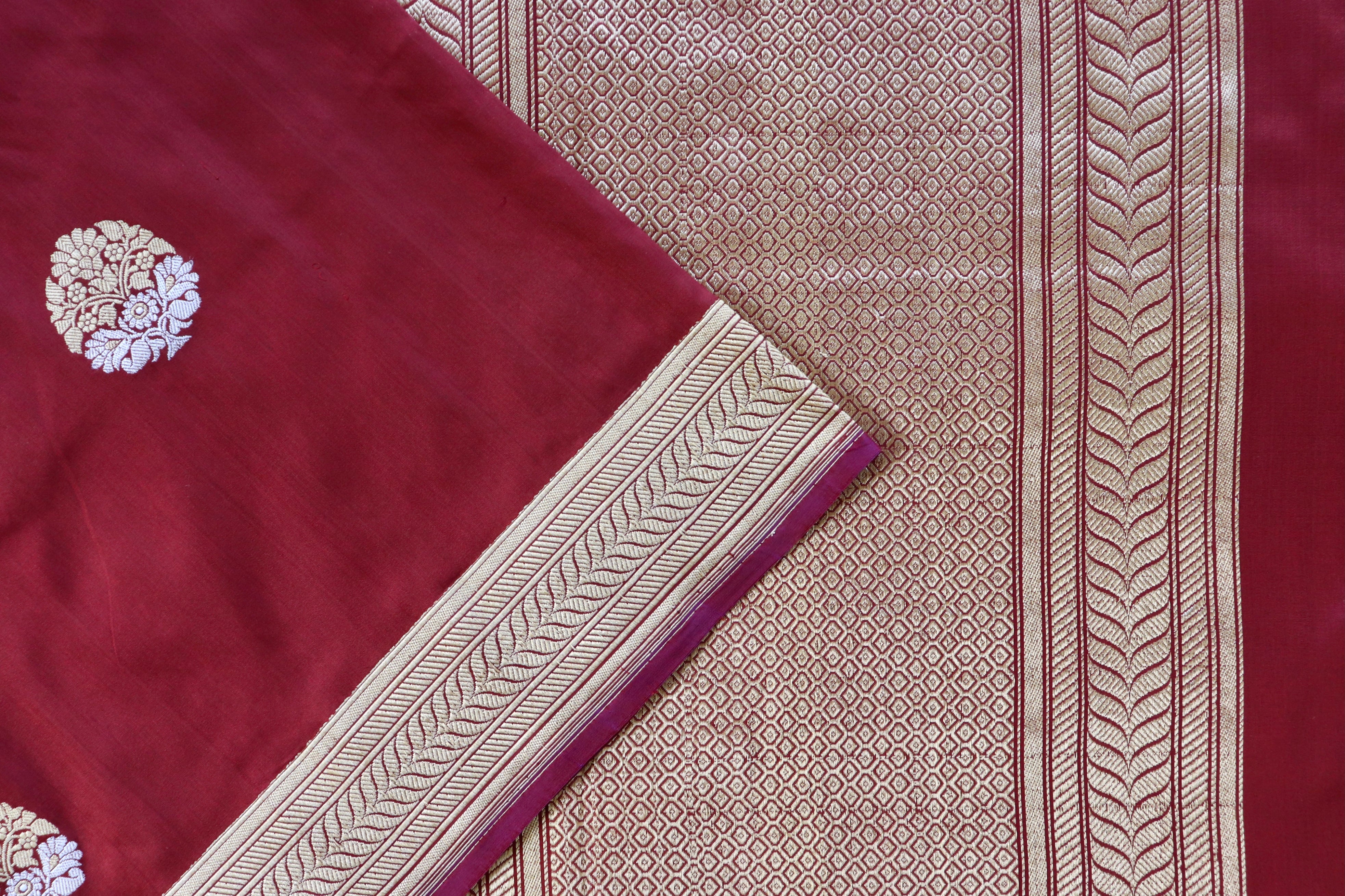 Maroon Sona Rupa Pure Silk Handloom Banarasi Saree