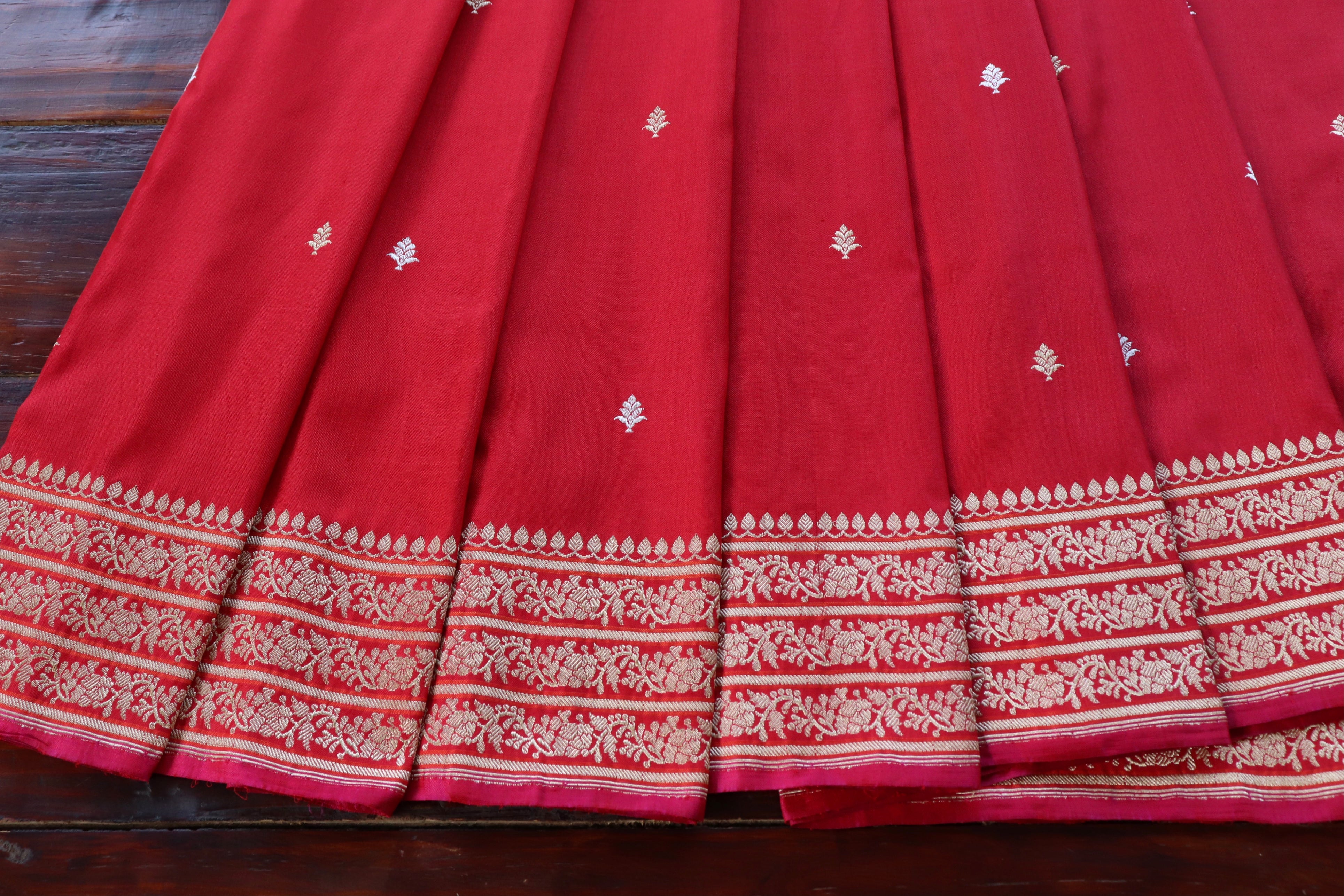 Deep Red Kadhua Motif Pure Silk Handloom Banarasi Saree