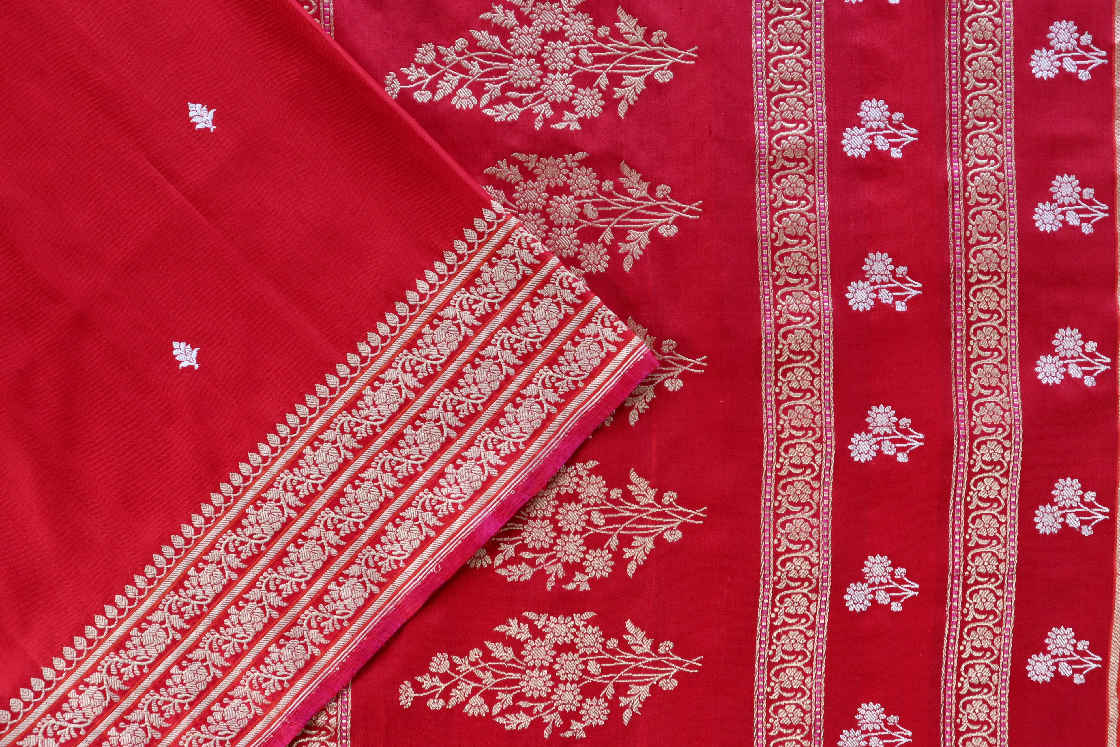 Deep Red Kadhua Motif Pure Silk Handloom Banarasi Saree