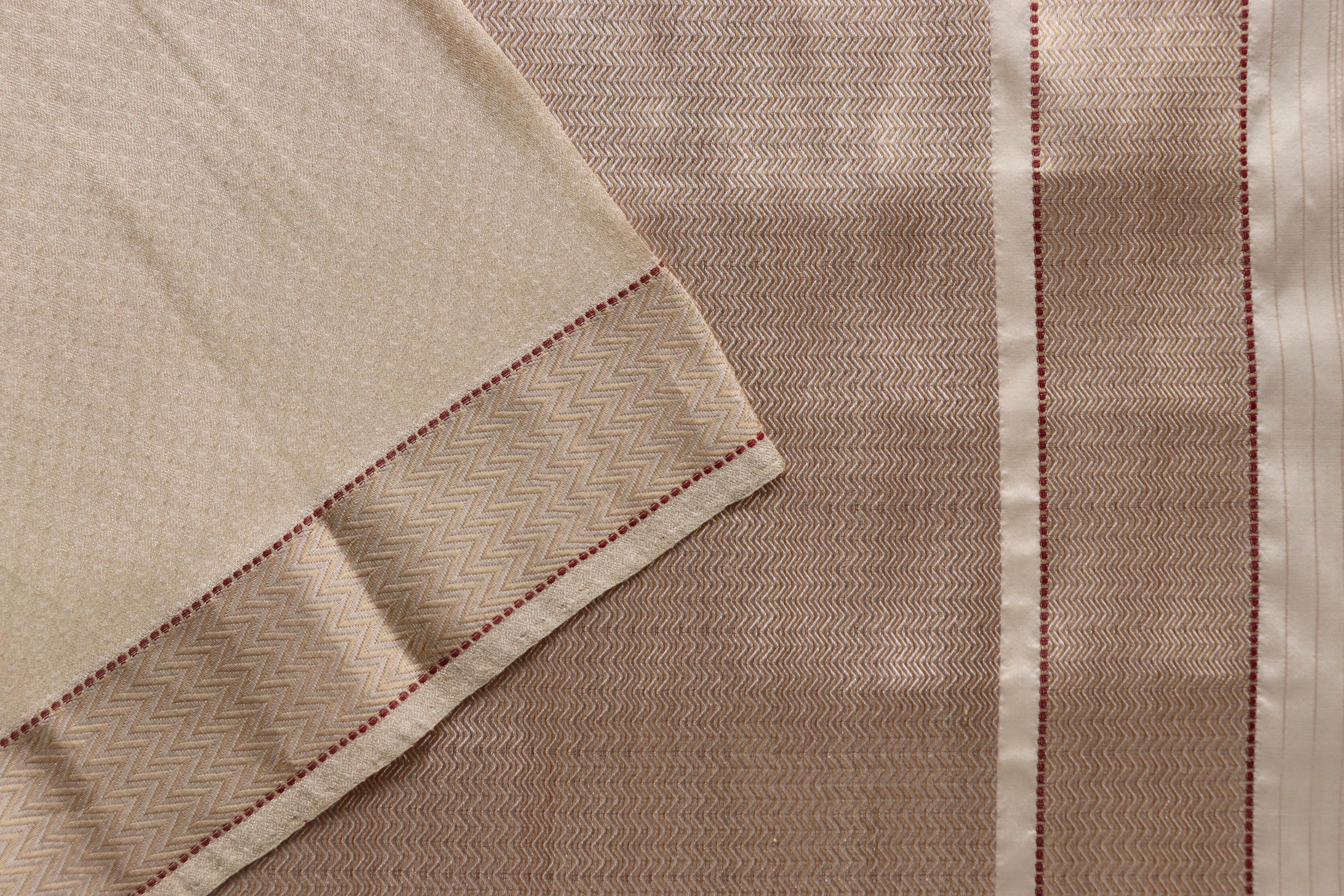 Ivory Do Rukhi Resham Handwoven Banarasi Tanchoi Silk Saree