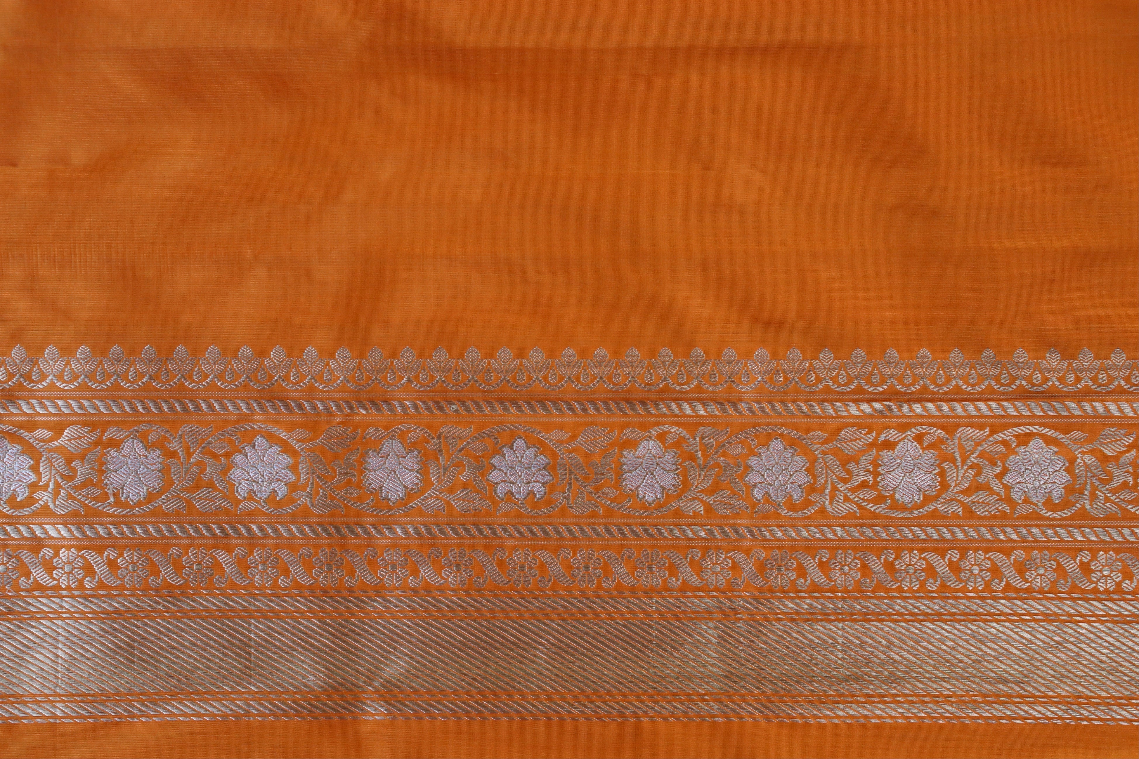 Orange Kadhua Phool Jangla Katan Silk Saree