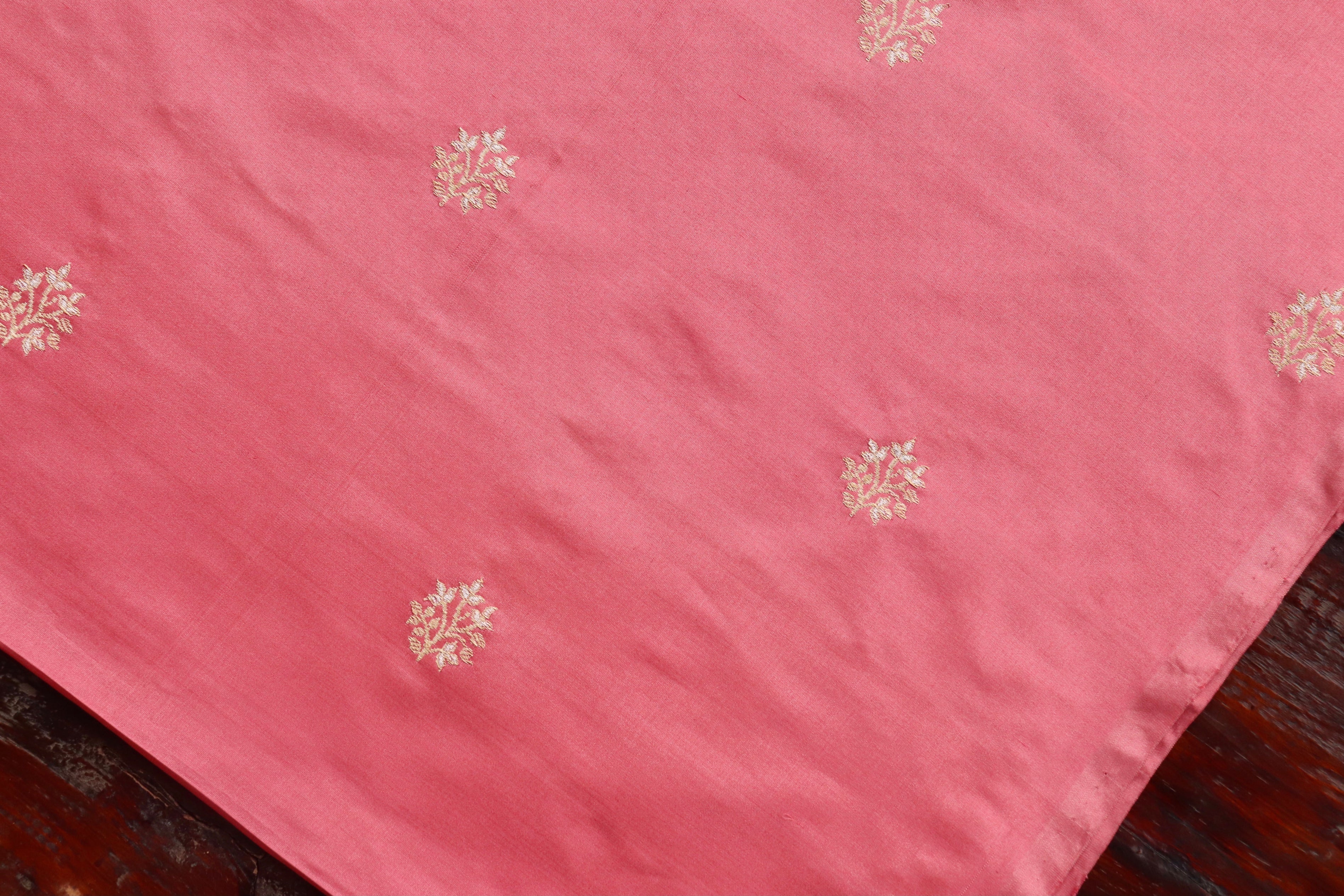Deep Pink Pure Katan Silk Handloom Banarasi Thaan