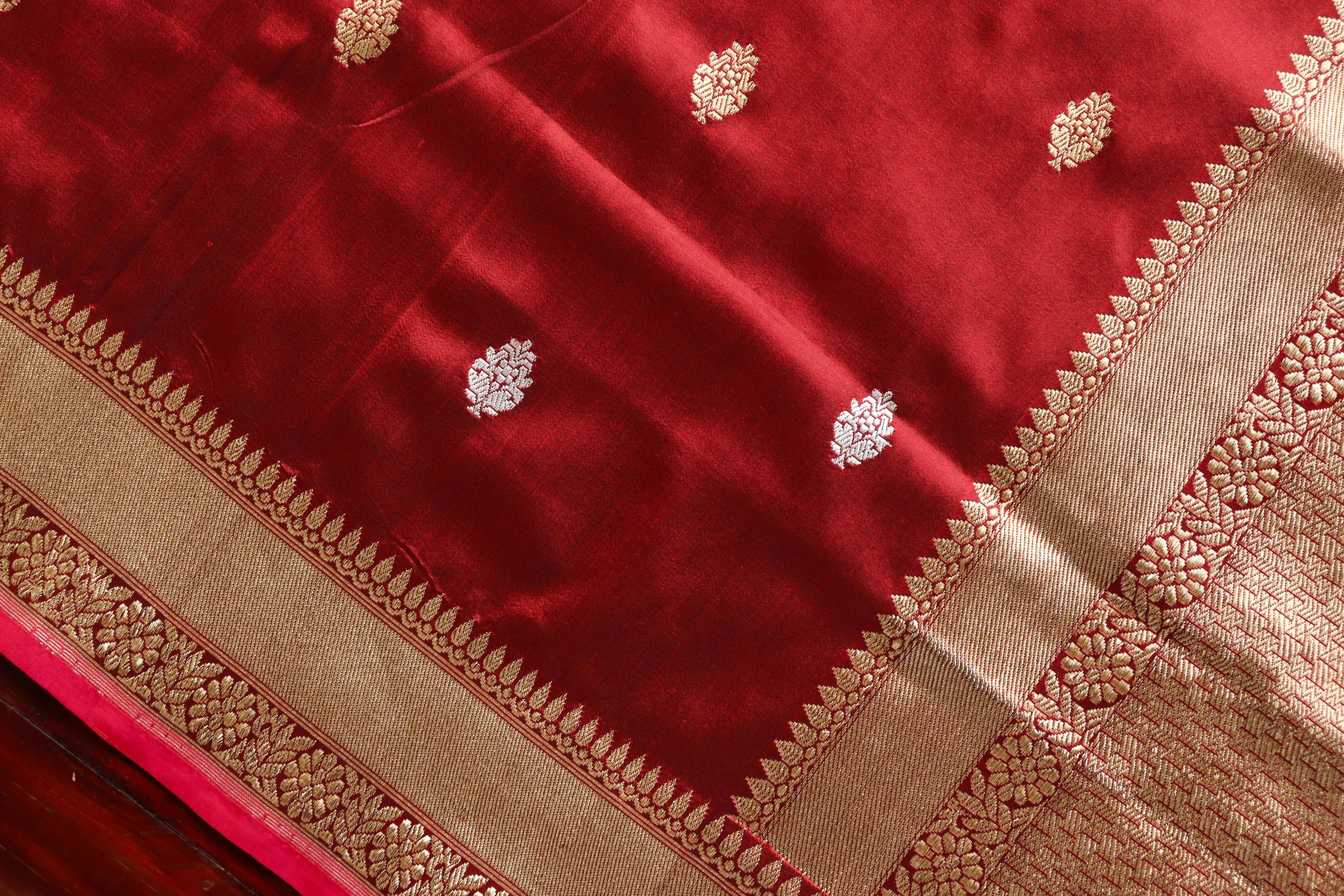 Maroon Motif Pure Silk Handloom Banarasi Dupatta