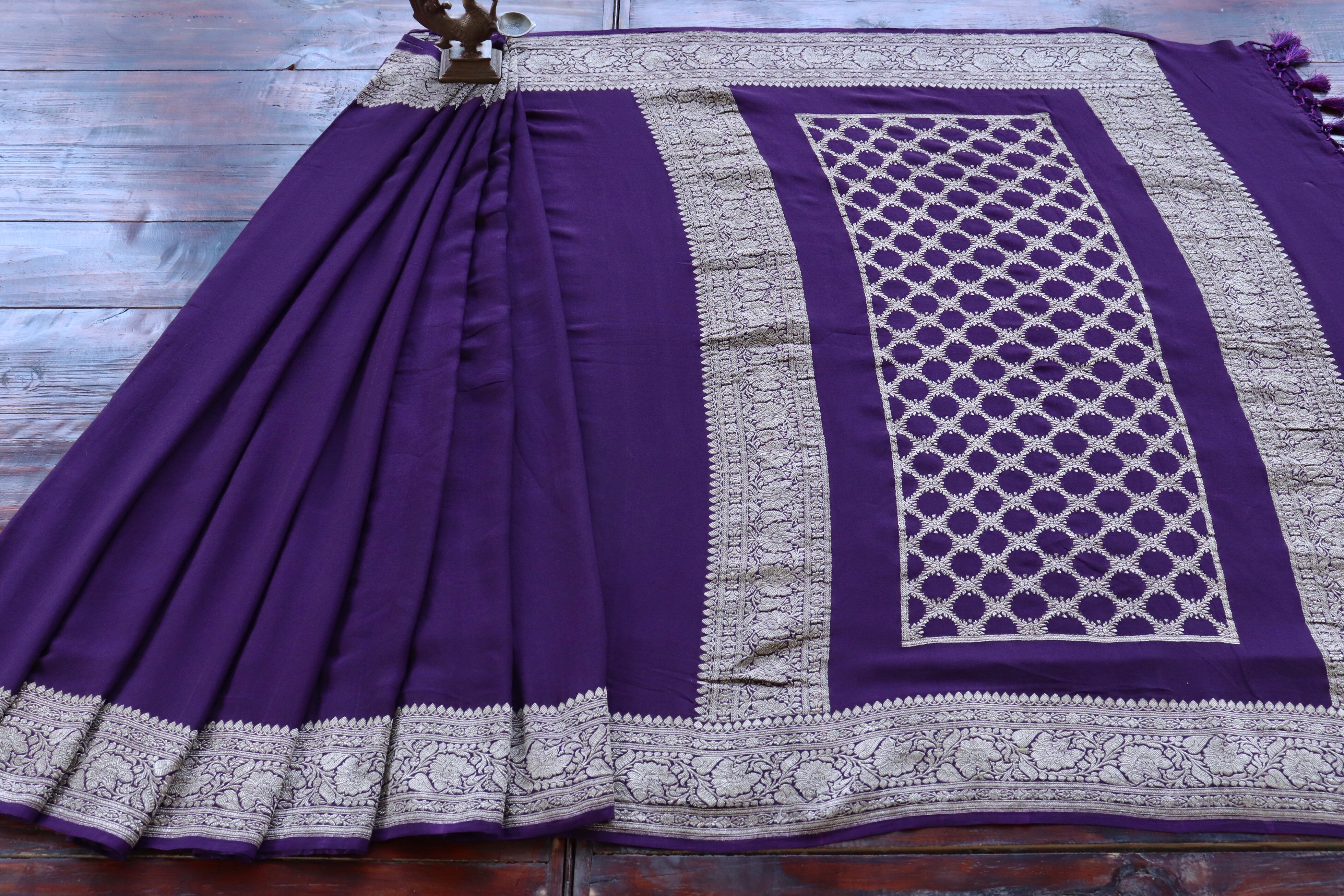 Purple Kadhua Georgette Banarasi Handloom Saree