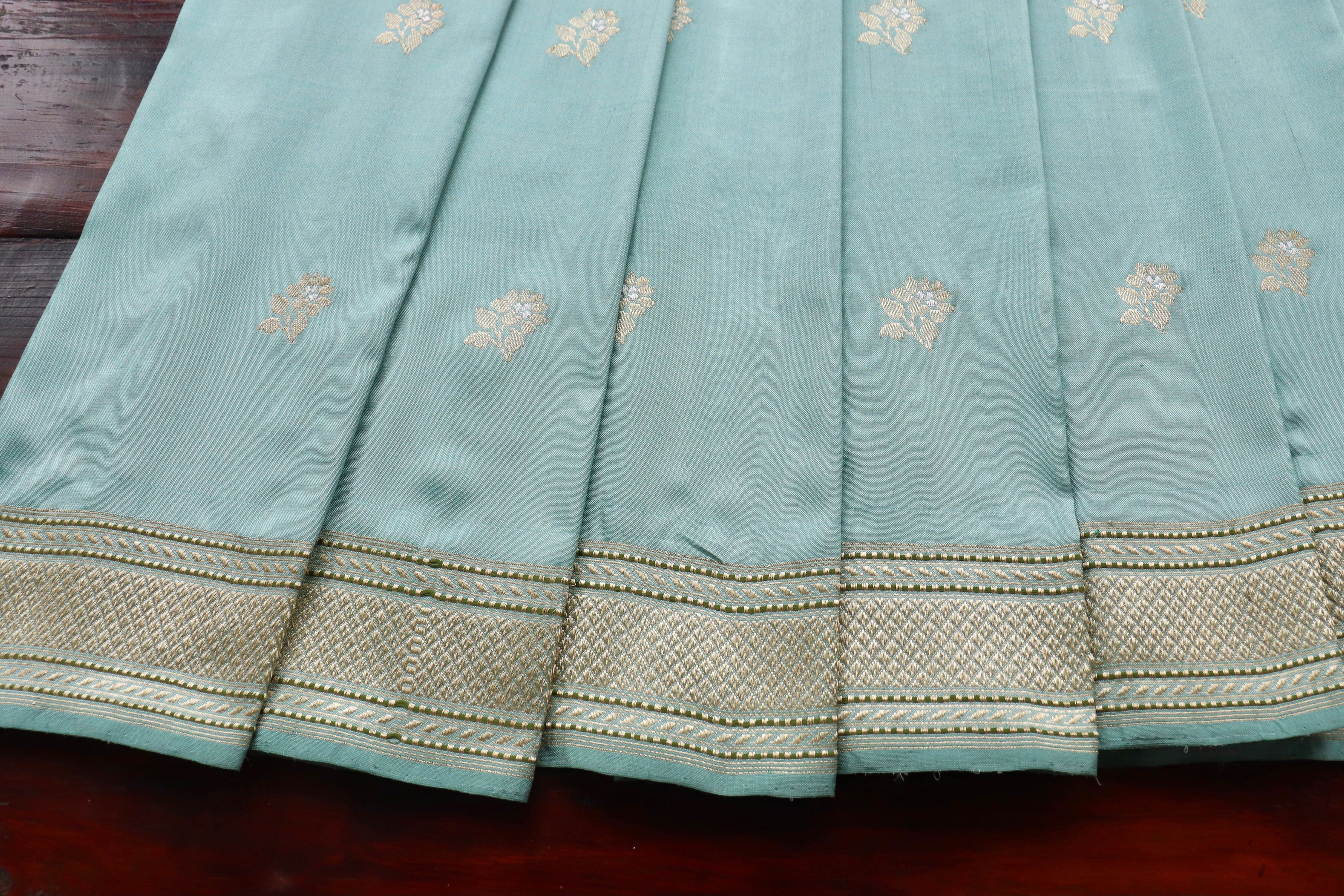 Sky Blue Kadhua Motif Pure Silk Handloom Banarasi Saree
