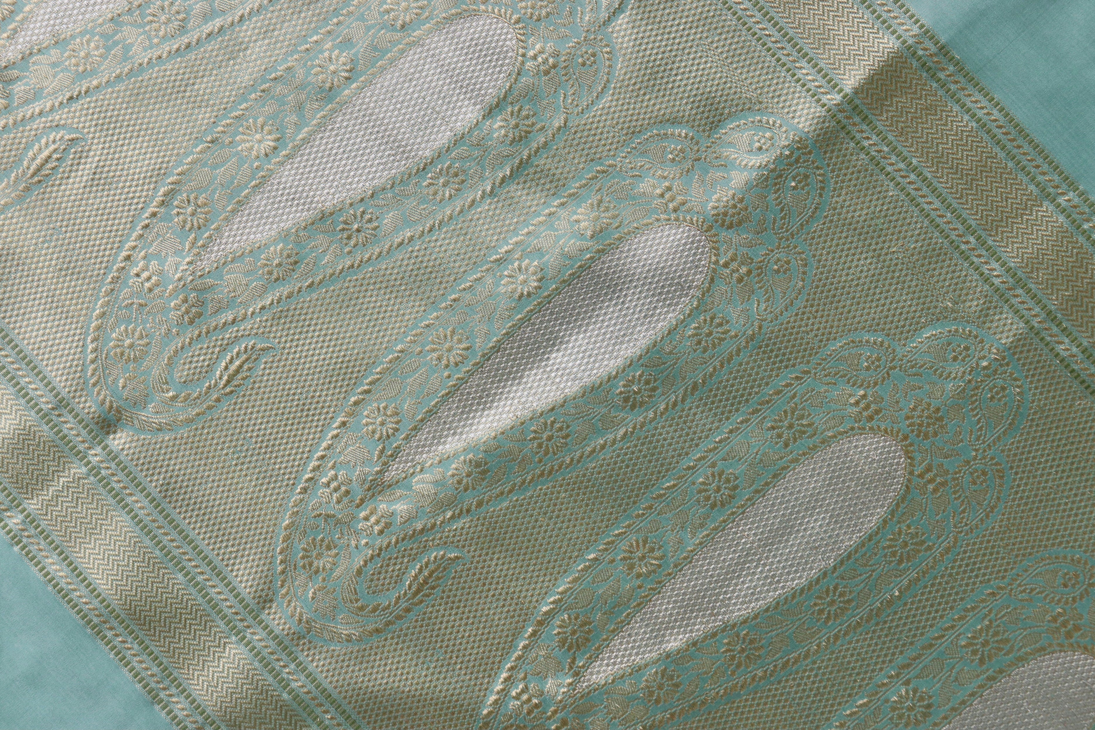Sky Blue Kadhua Motif Pure Silk Handloom Banarasi Saree