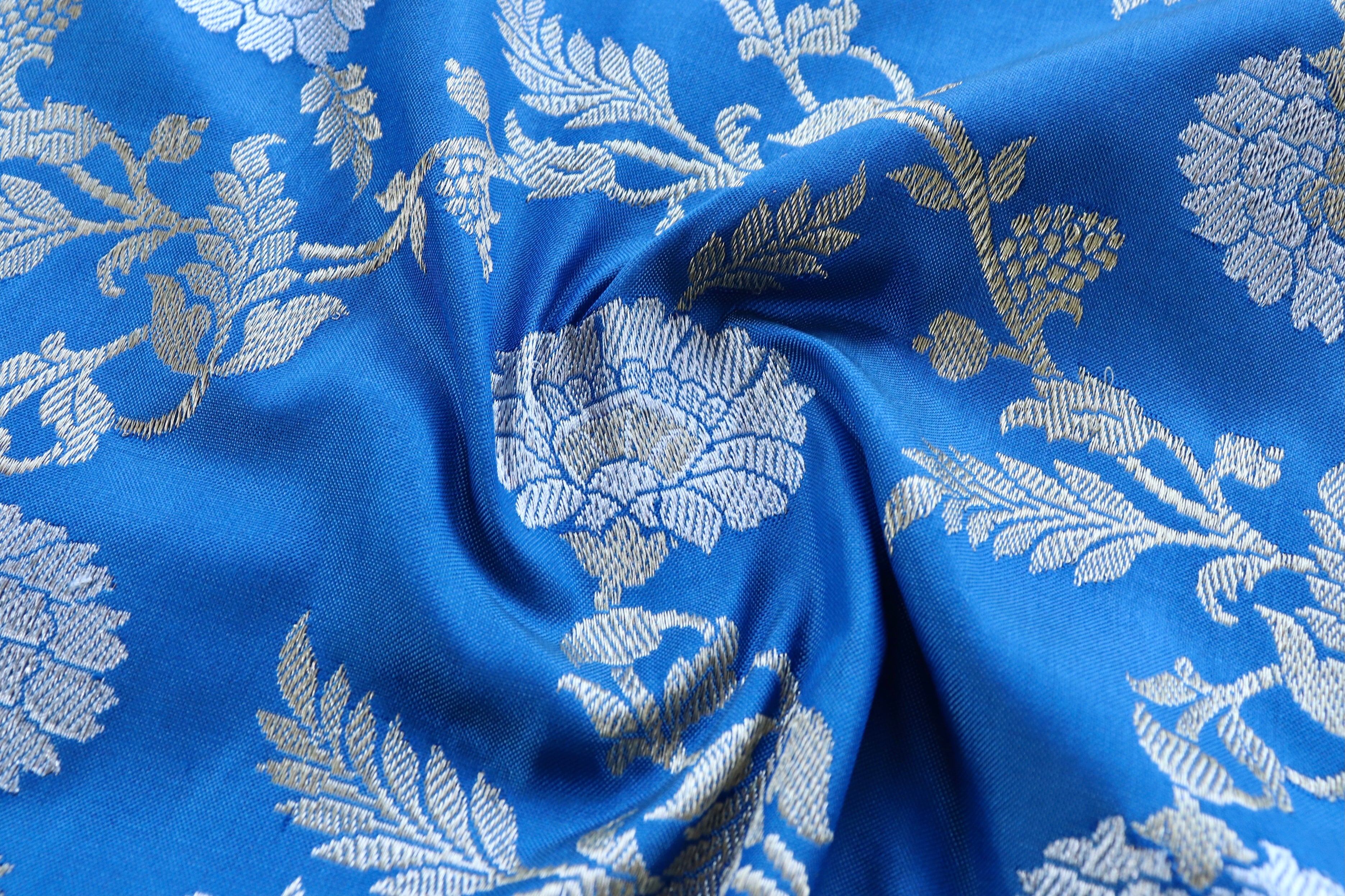 Blue Jangla Pure Silk Handloom Banarasi Dupatta