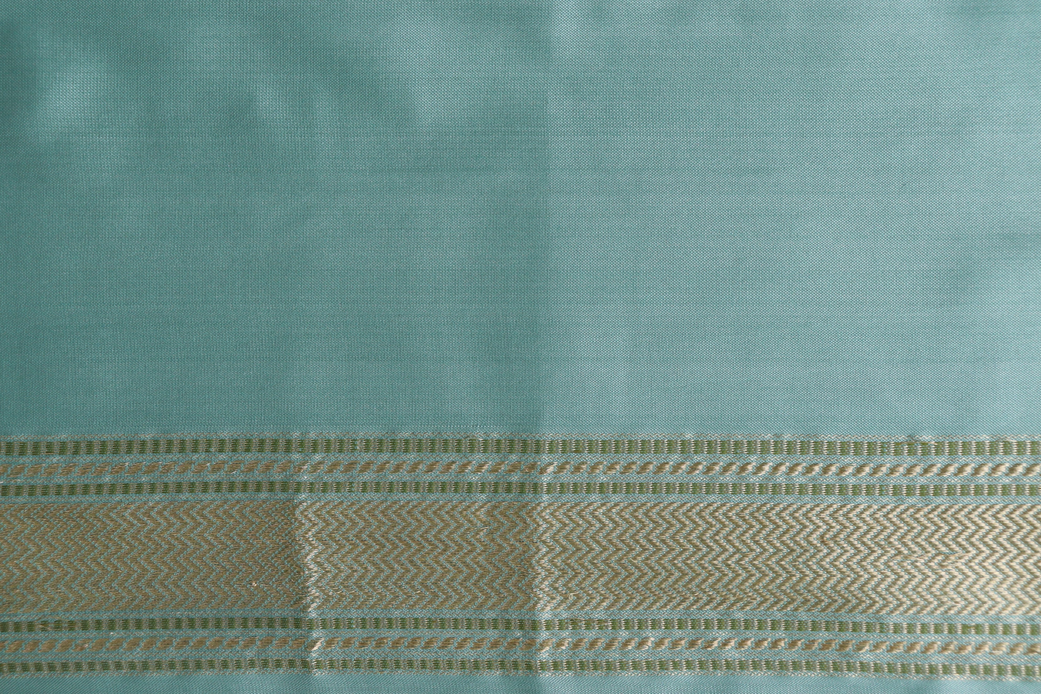 Sky Blue Kadhua Motif Pure Silk Handloom Banarasi Saree