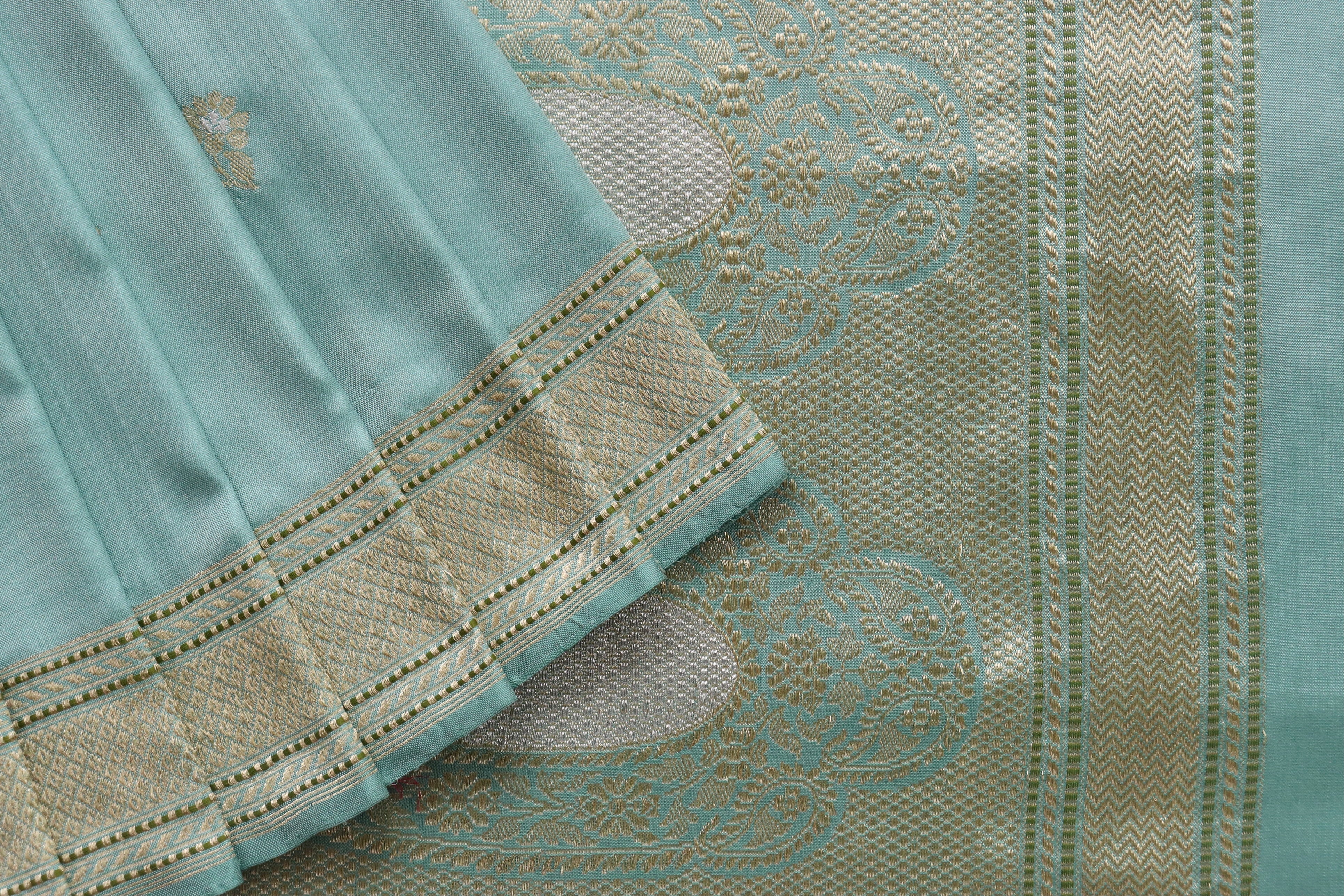 Sky Blue Kadhua Motif Pure Silk Handloom Banarasi Saree