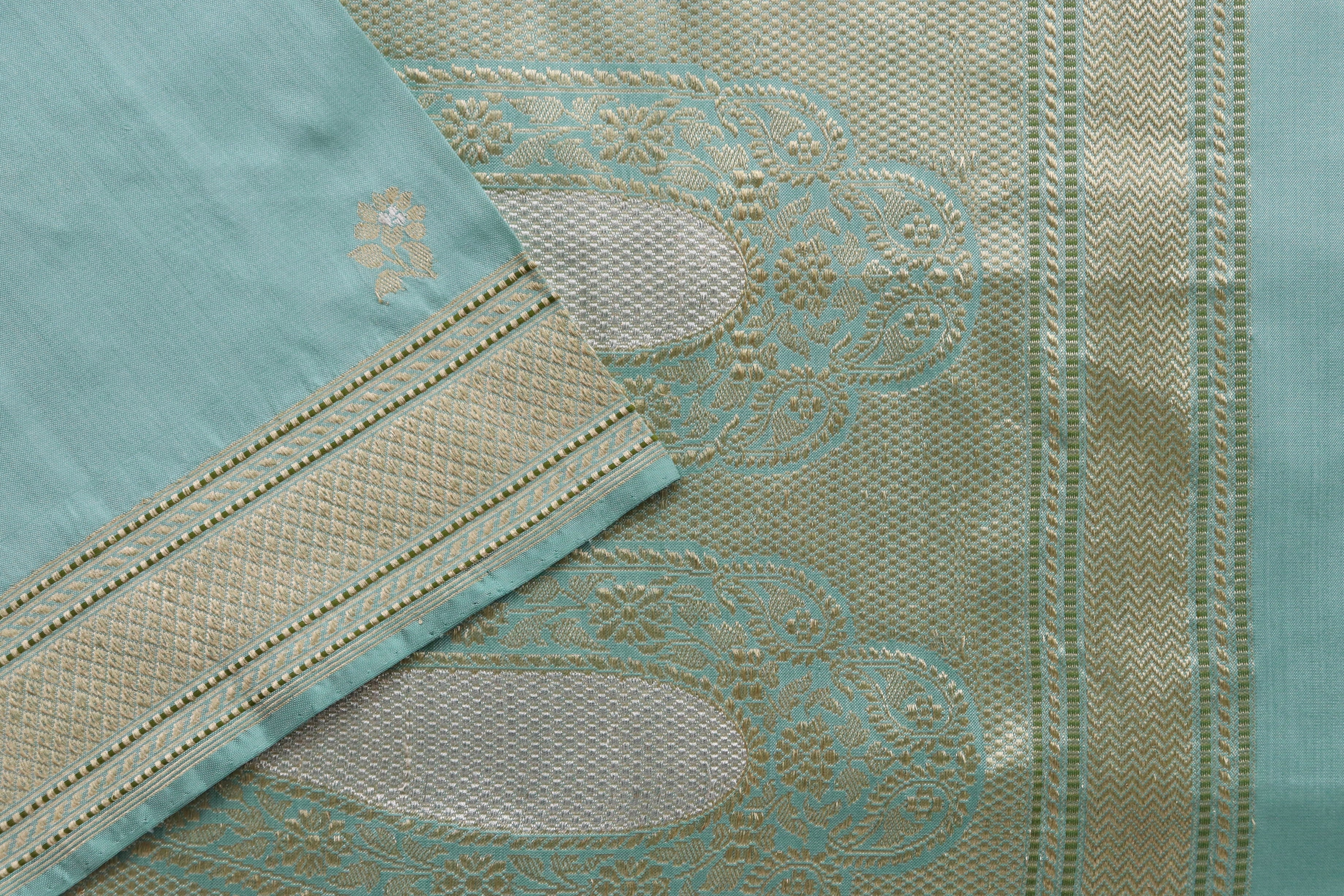 Sky Blue Kadhua Motif Pure Silk Handloom Banarasi Saree