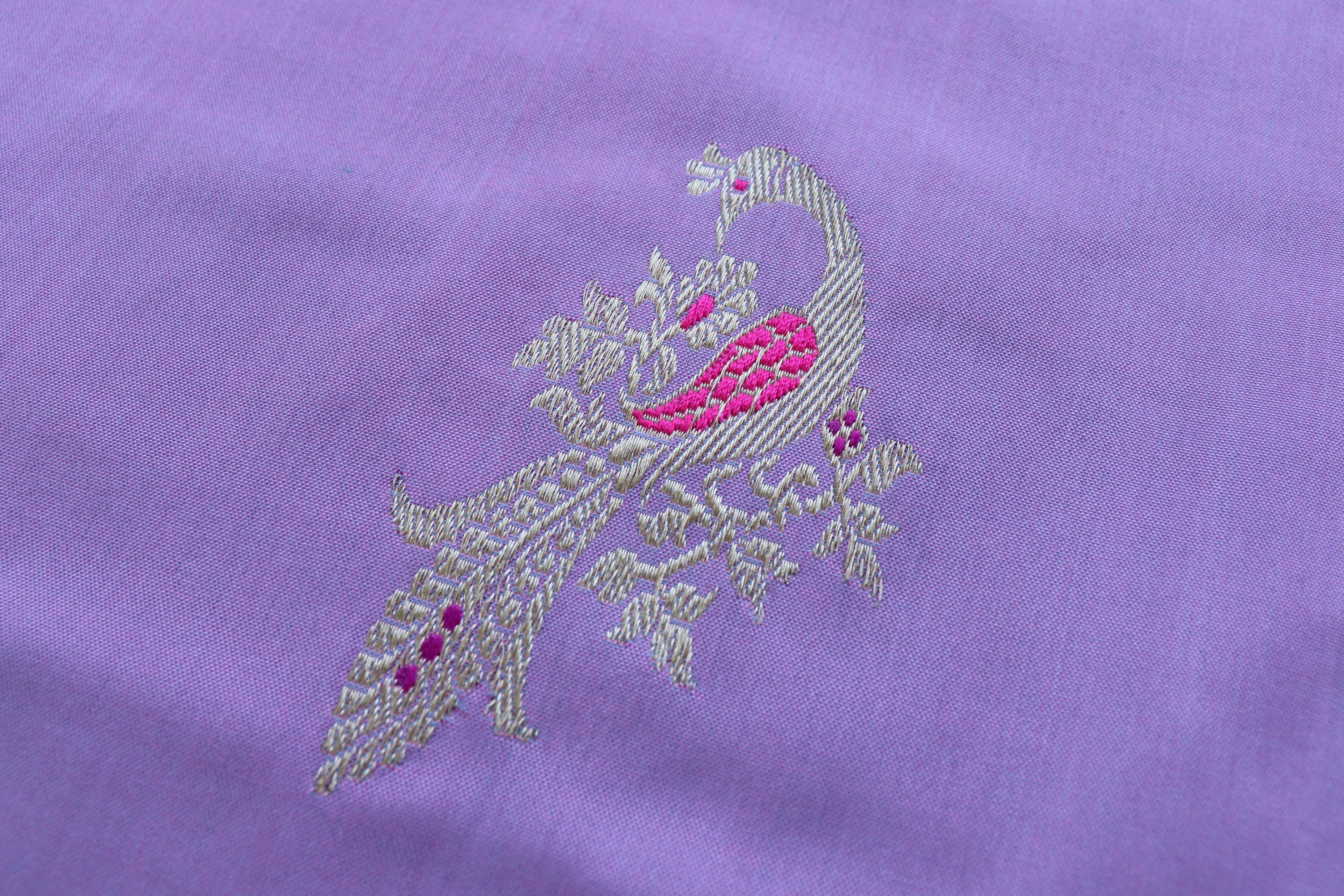 Lilac Bird Motif Pure Silk Handloom Banarasi Dupatta