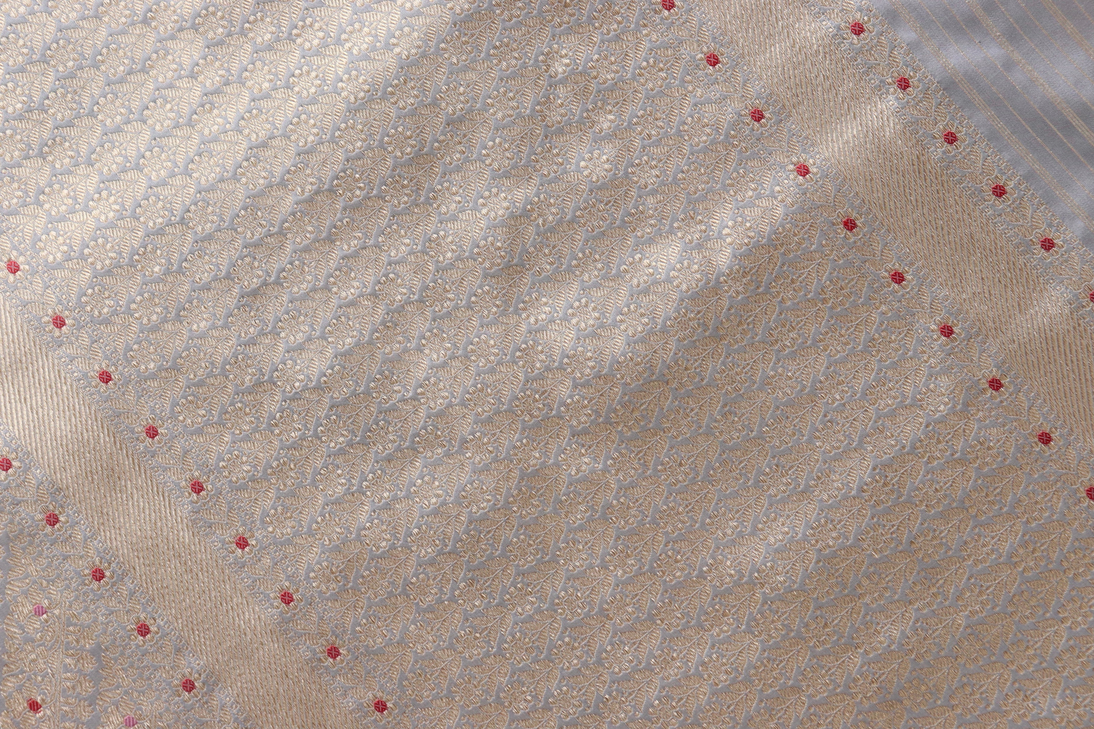 Grey Meenadar Adda Tanchoi Pure Silk Handloom Banarasi Saree