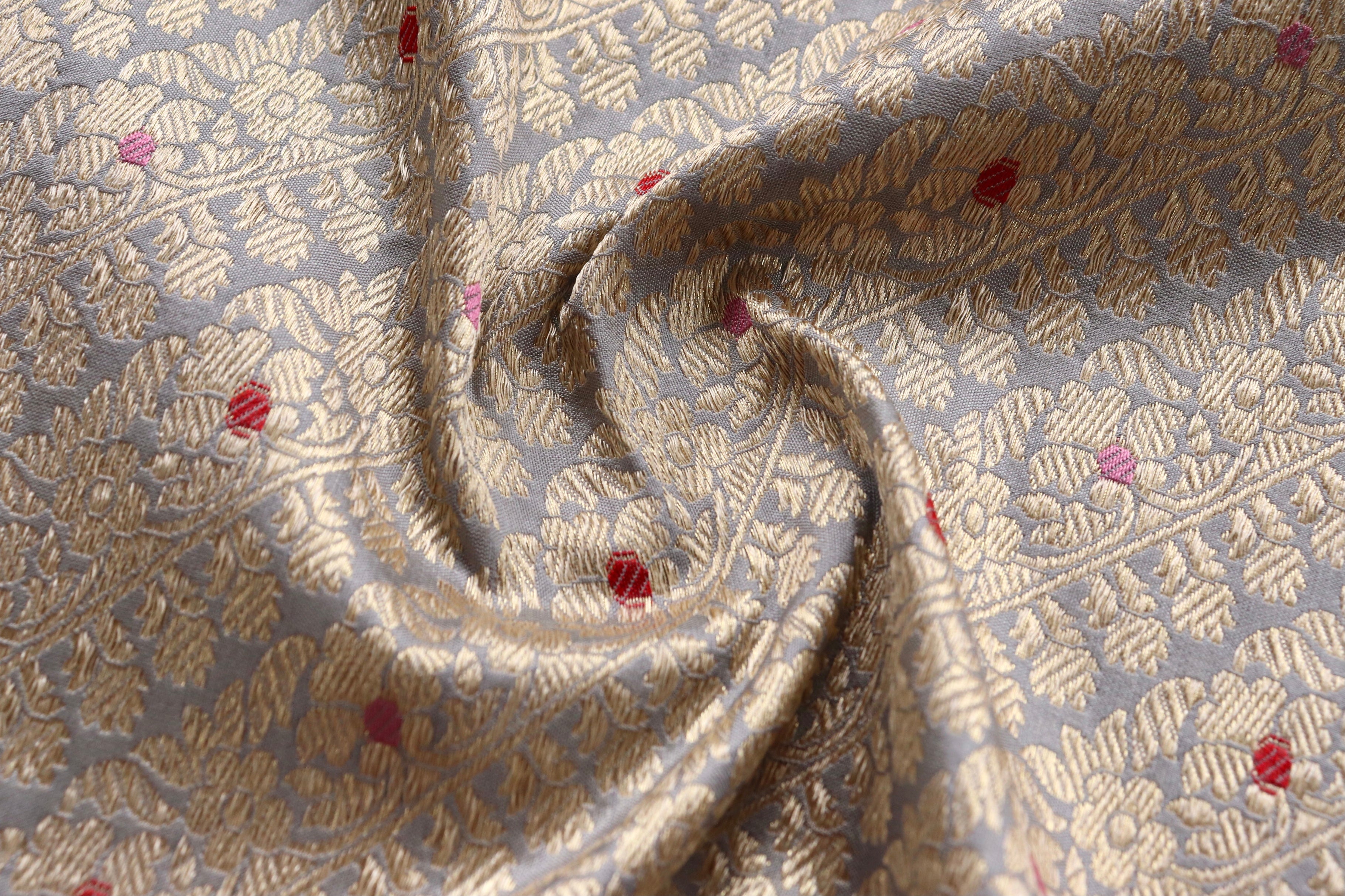 Grey Meenadar Adda Tanchoi Pure Silk Handloom Banarasi Saree