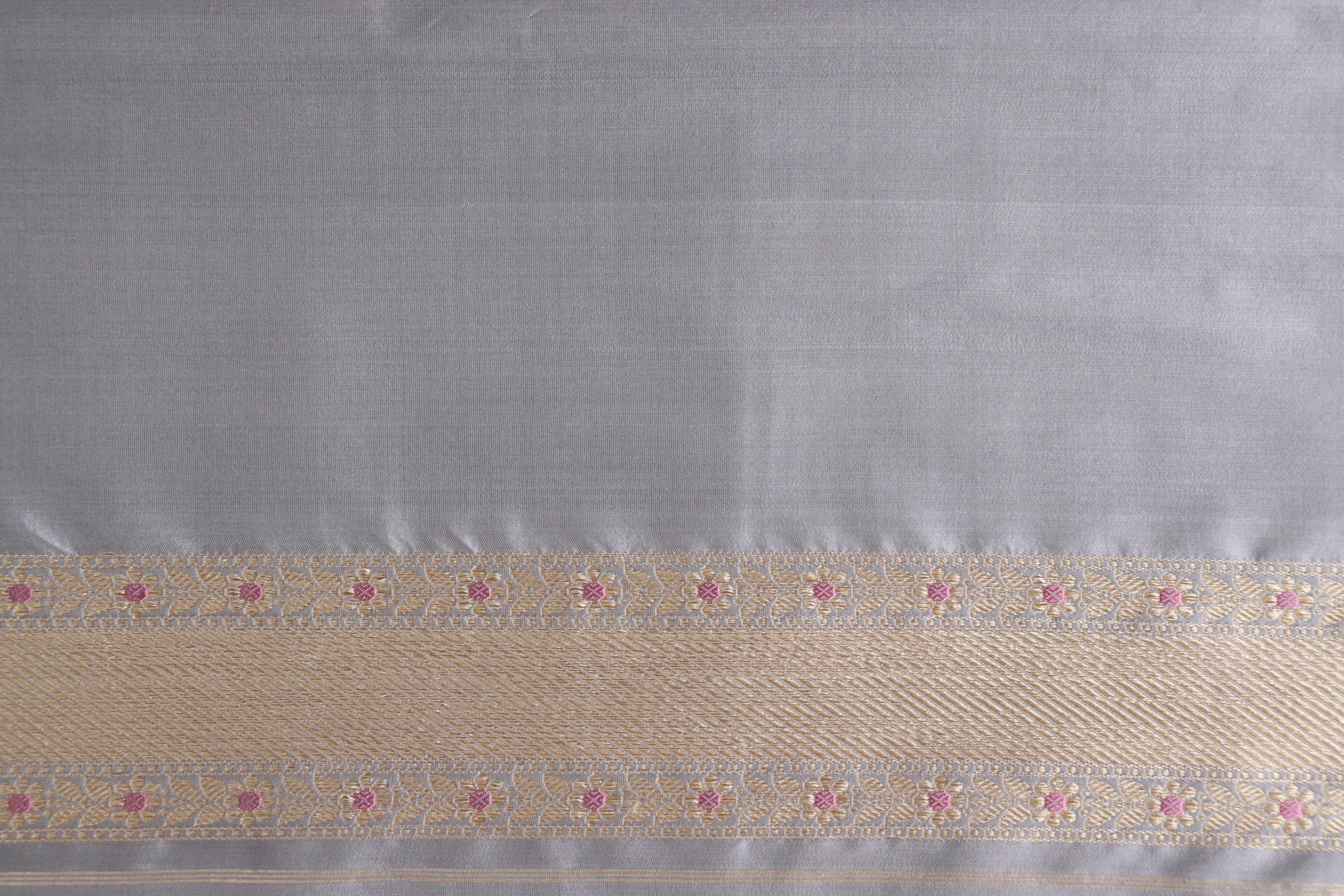 Grey Meenadar Adda Tanchoi Pure Silk Handloom Banarasi Saree