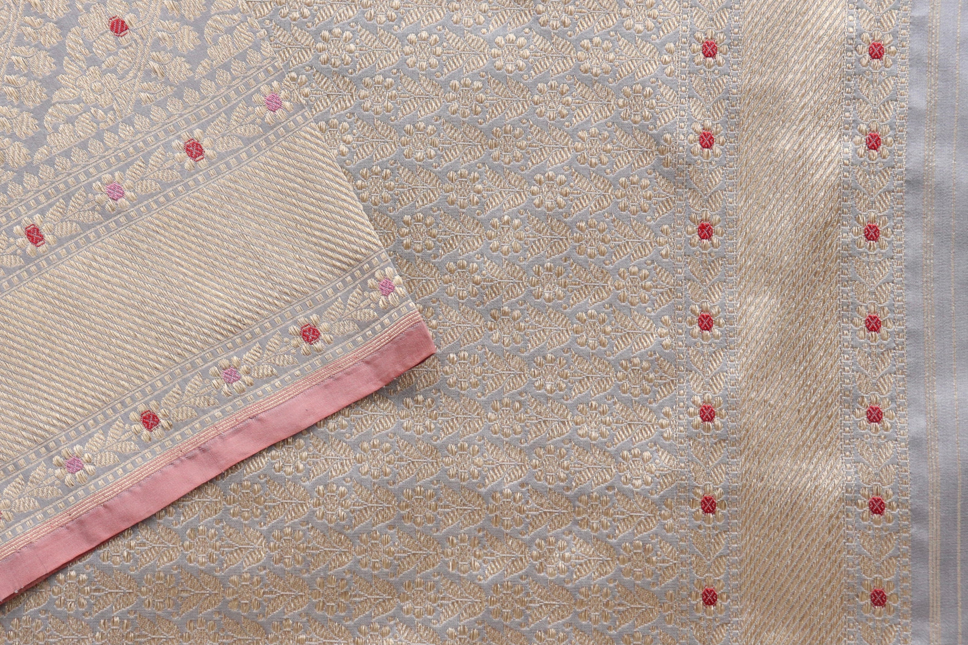 Grey Meenadar Adda Tanchoi Pure Silk Handloom Banarasi Saree