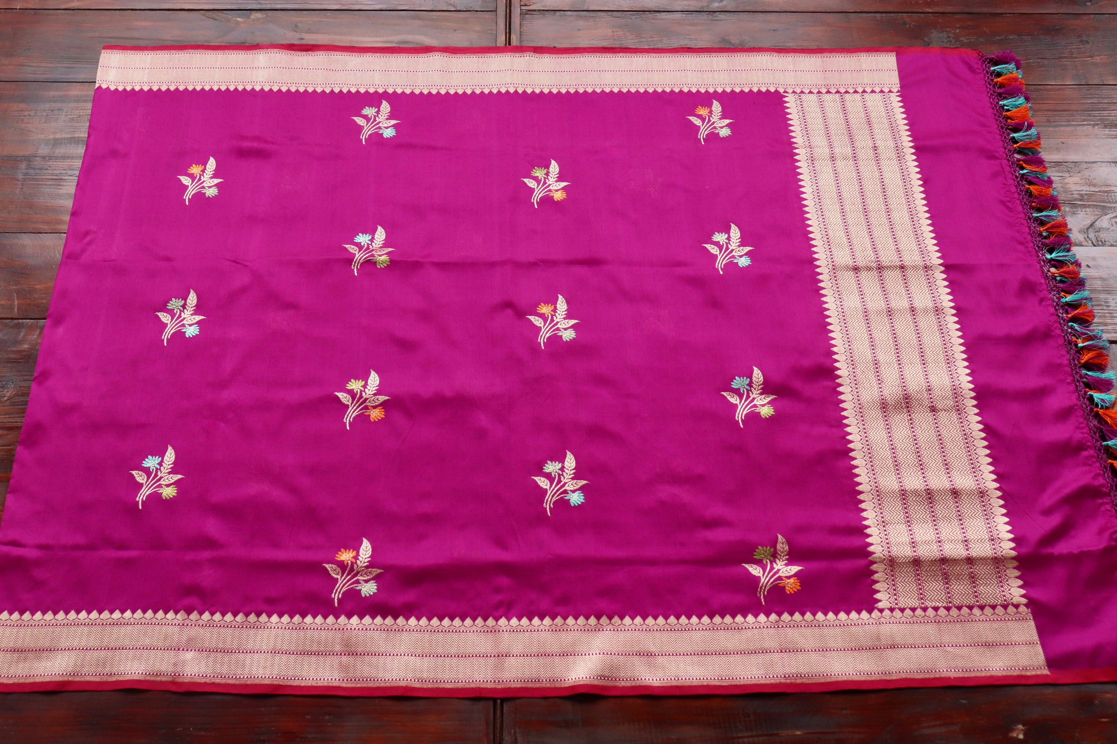 Purple Leaf Motif Pure Silk Handloom Banarasi Dupatta