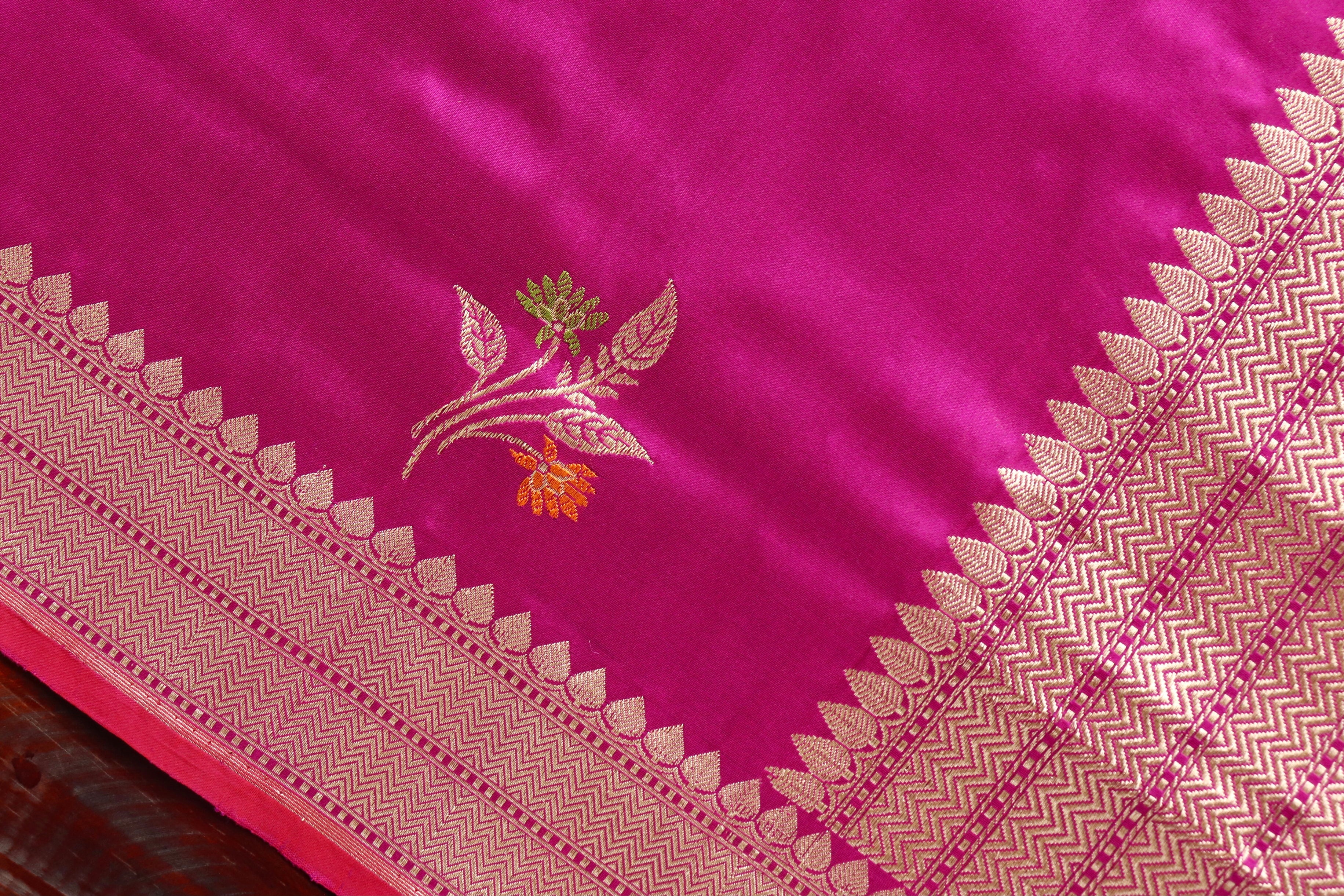 Purple Leaf Motif Pure Silk Handloom Banarasi Dupatta