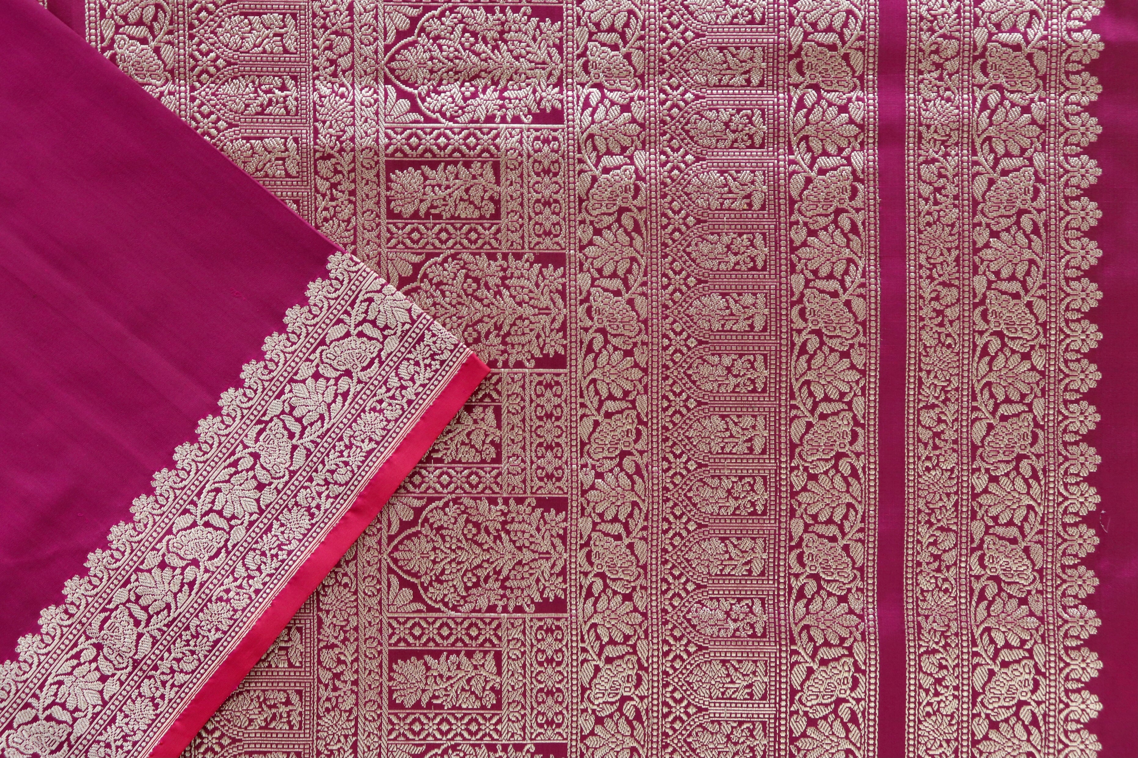Burgundy Kadhua Pure Silk Handloom Banarasi Saree