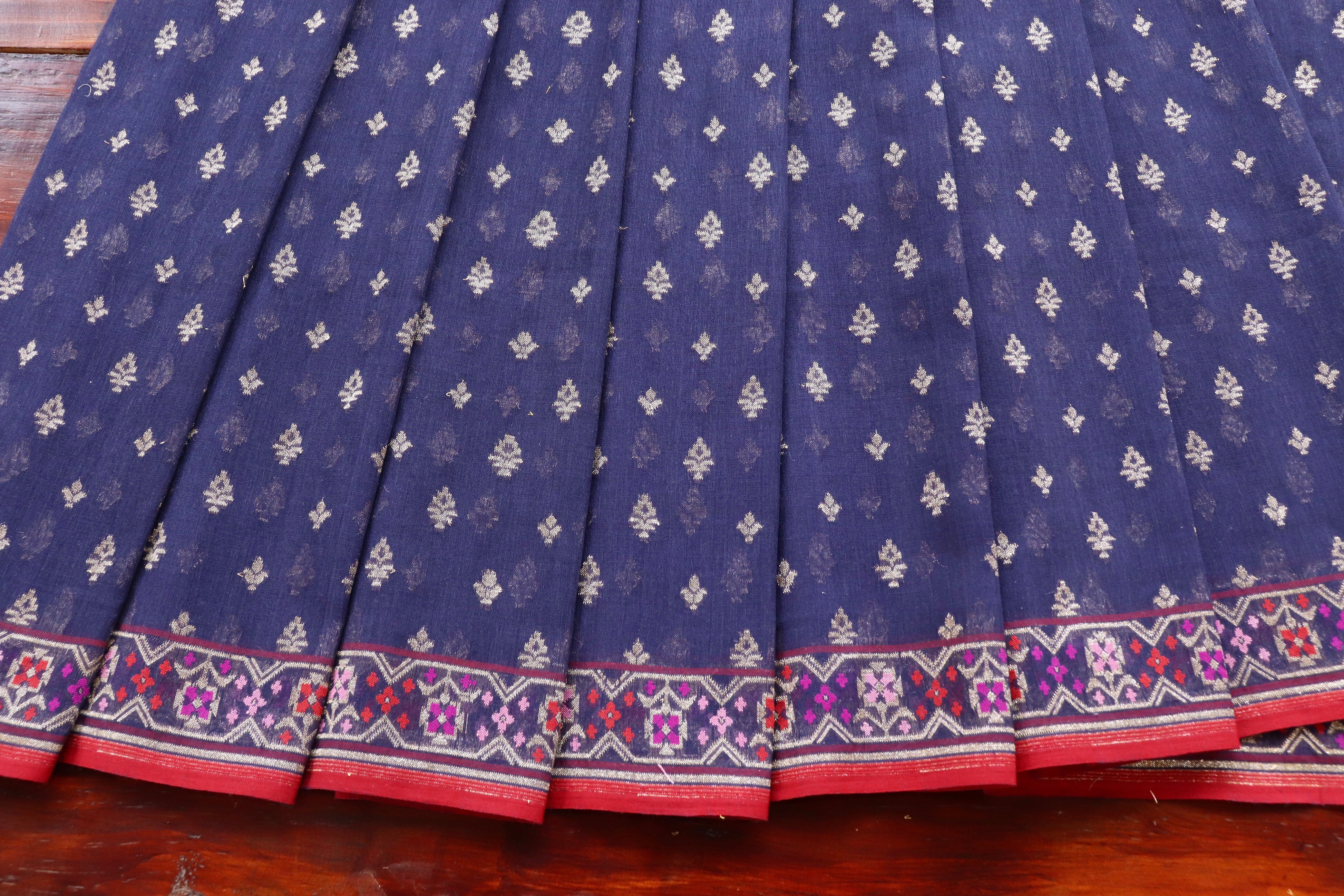 Blue Meenadar Pure Cotton Banarasi Handloom Saree