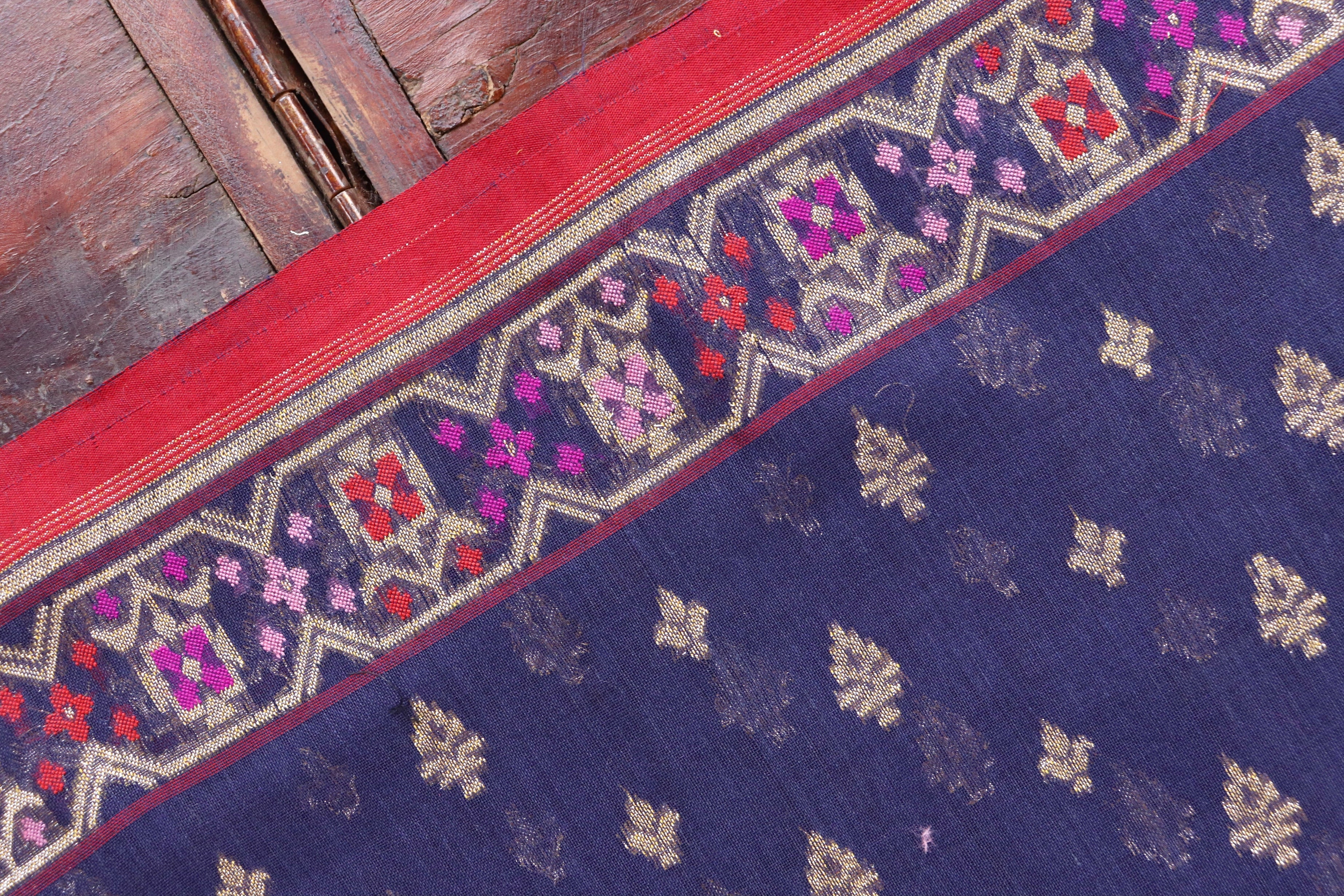 Blue Meenadar Pure Cotton Banarasi Handloom Saree