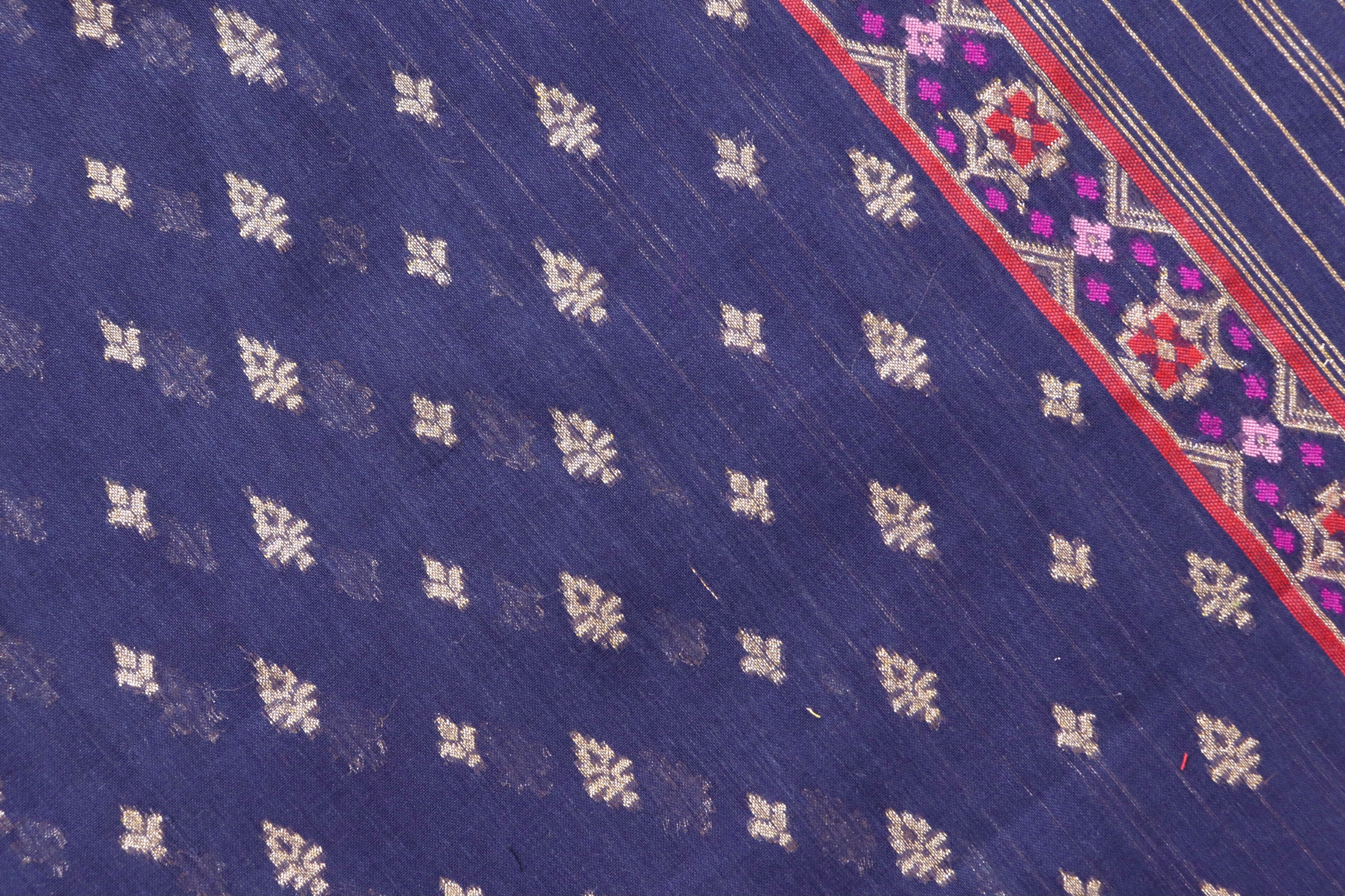 Blue Meenadar Pure Cotton Banarasi Handloom Saree