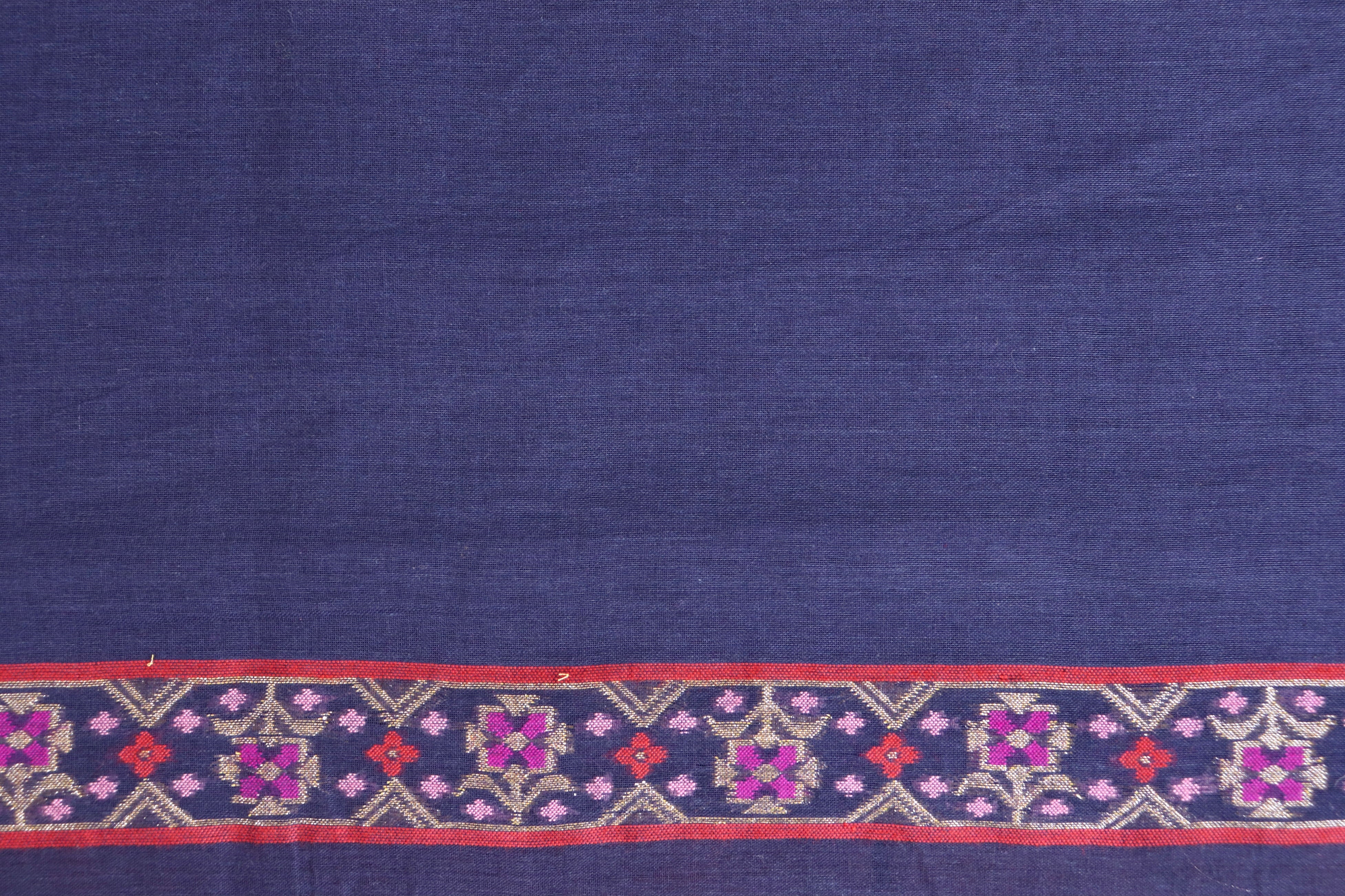 Blue Meenadar Pure Cotton Banarasi Handloom Saree