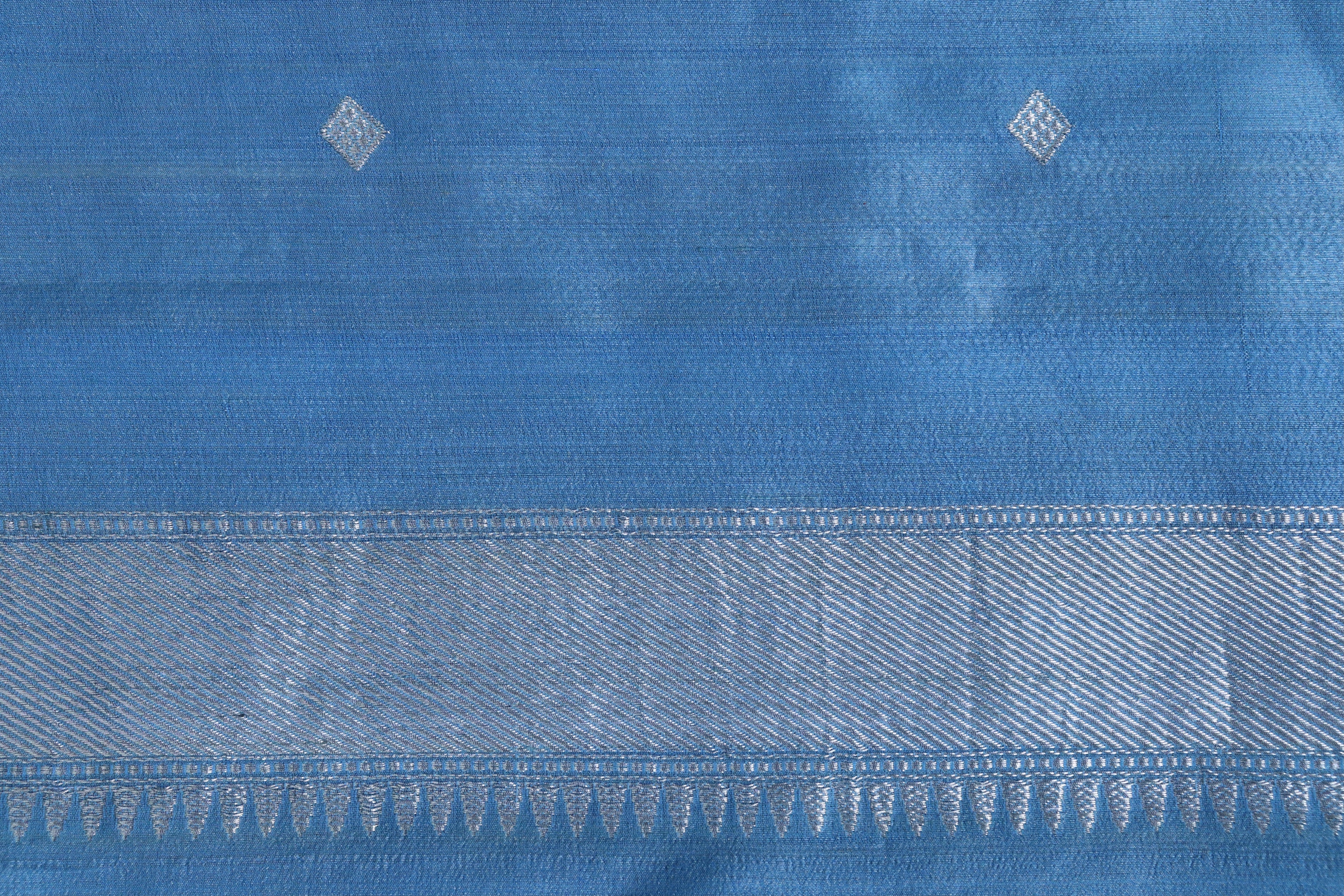 Ice Blue Phool Motif Tussar Silk Handloom Saree