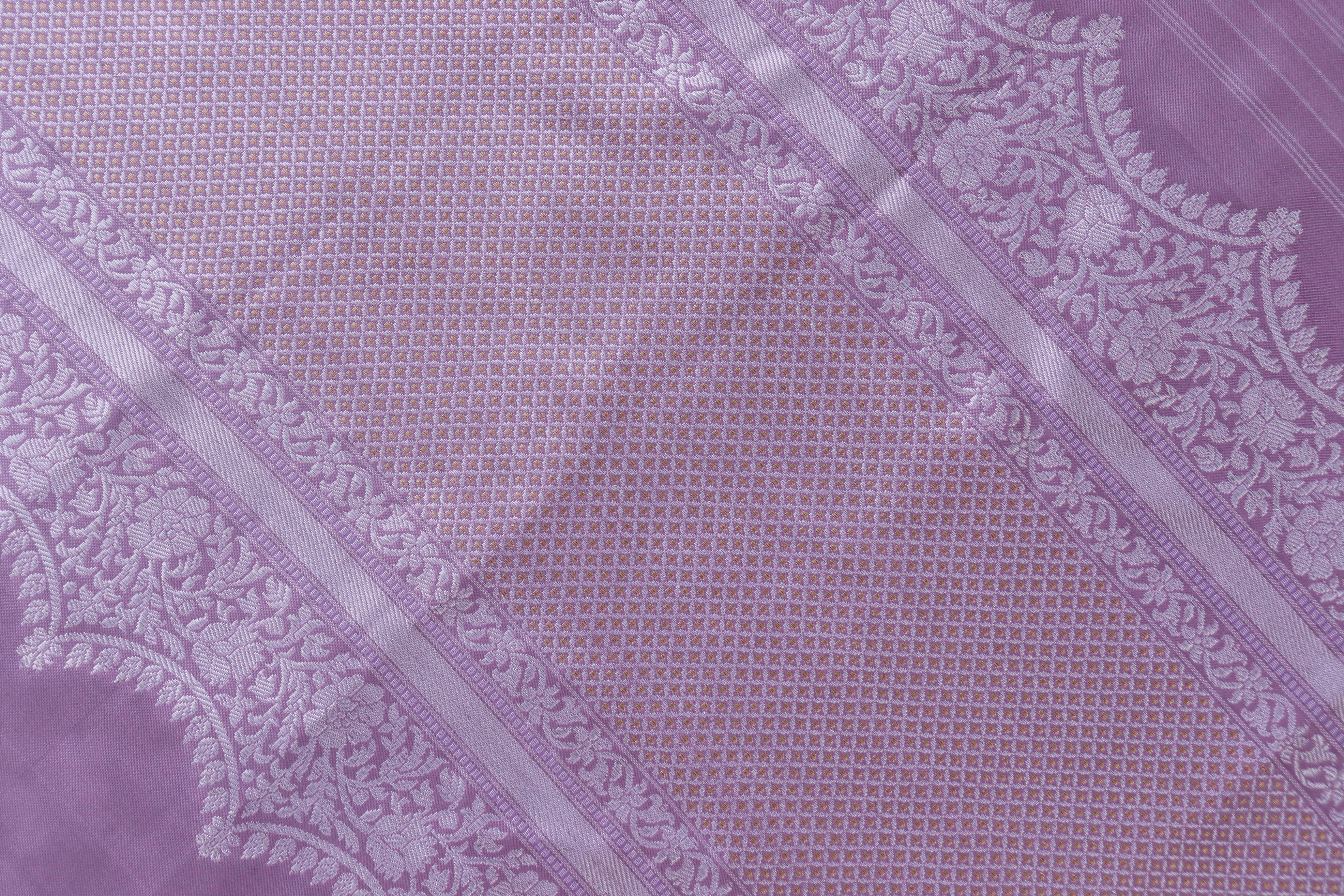 Lilac Butterfly Motif Pure Silk Handloom Banarasi Saree