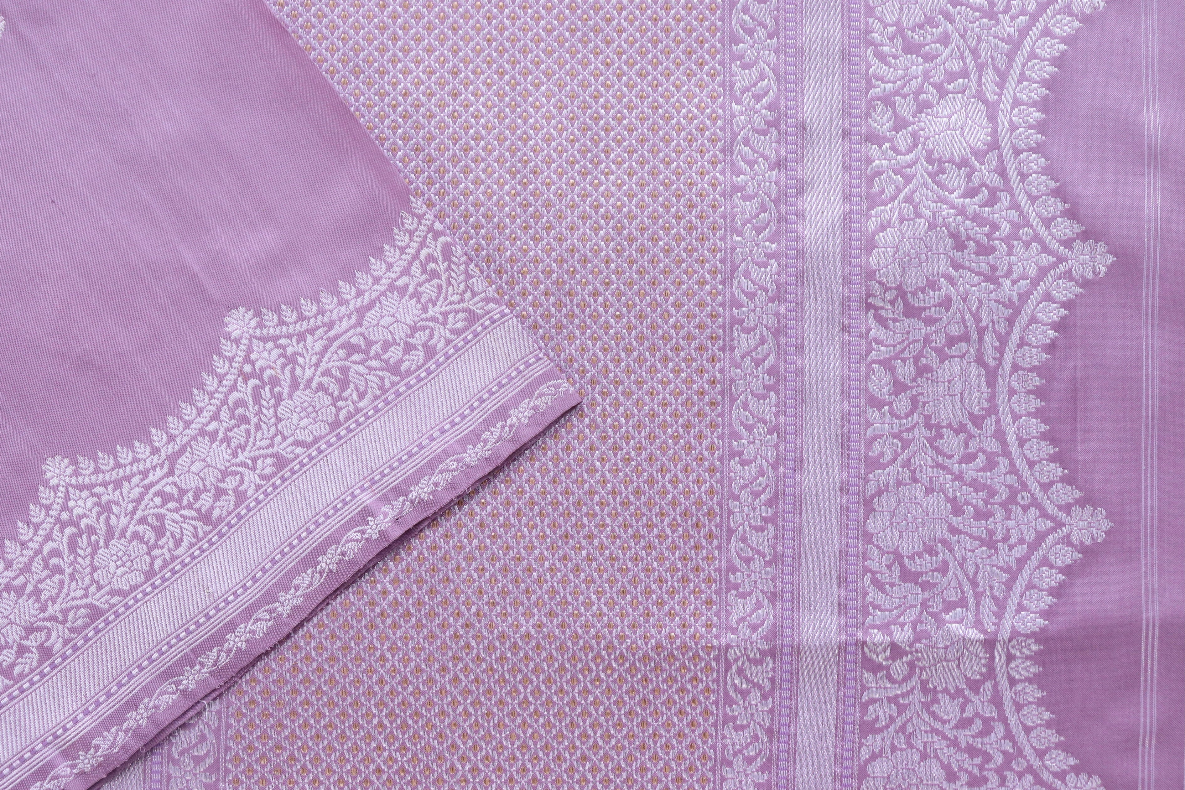 Lilac Butterfly Motif Pure Silk Handloom Banarasi Saree