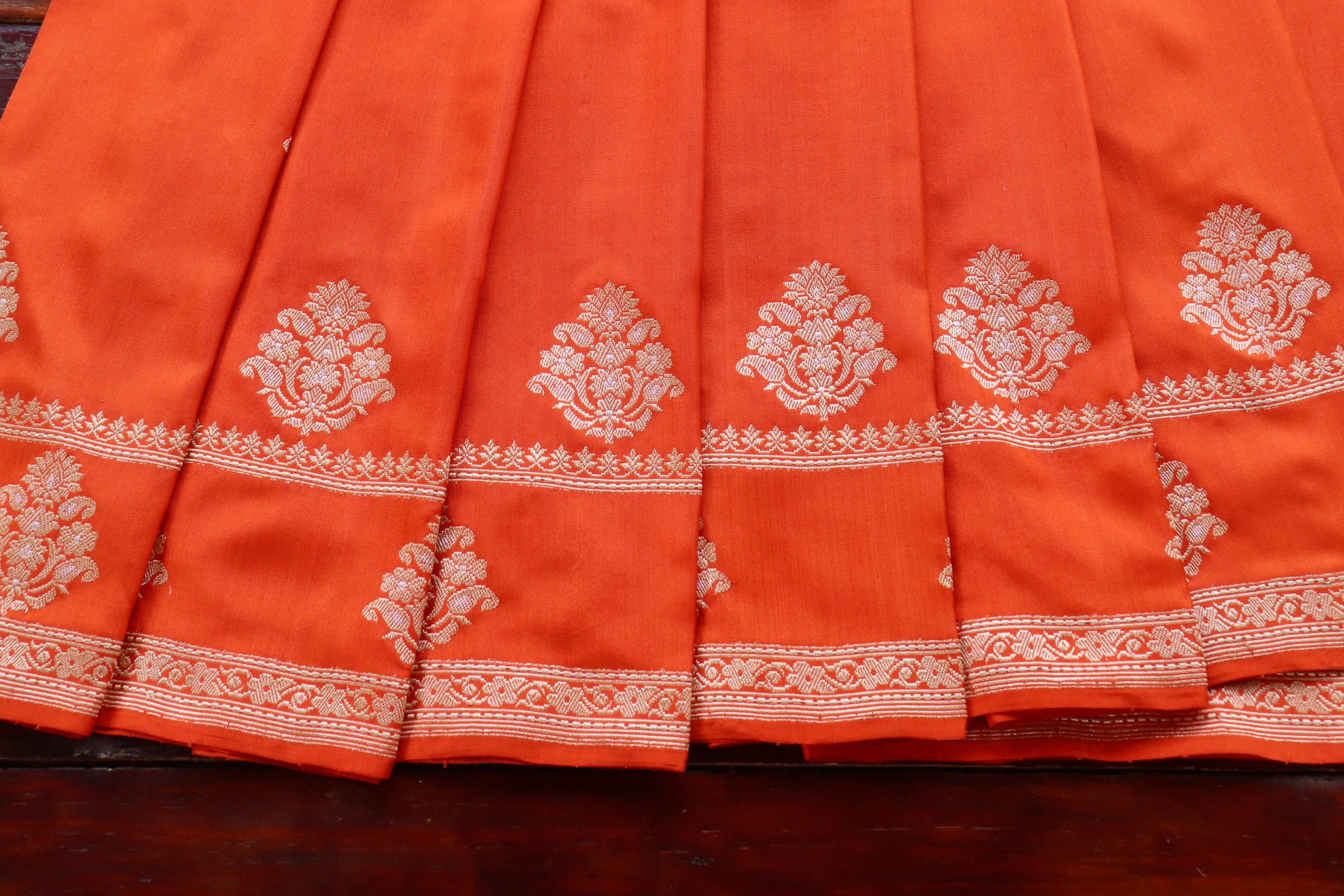 Orange Kadhua Motif Pure Silk Handloom Banarasi Saree