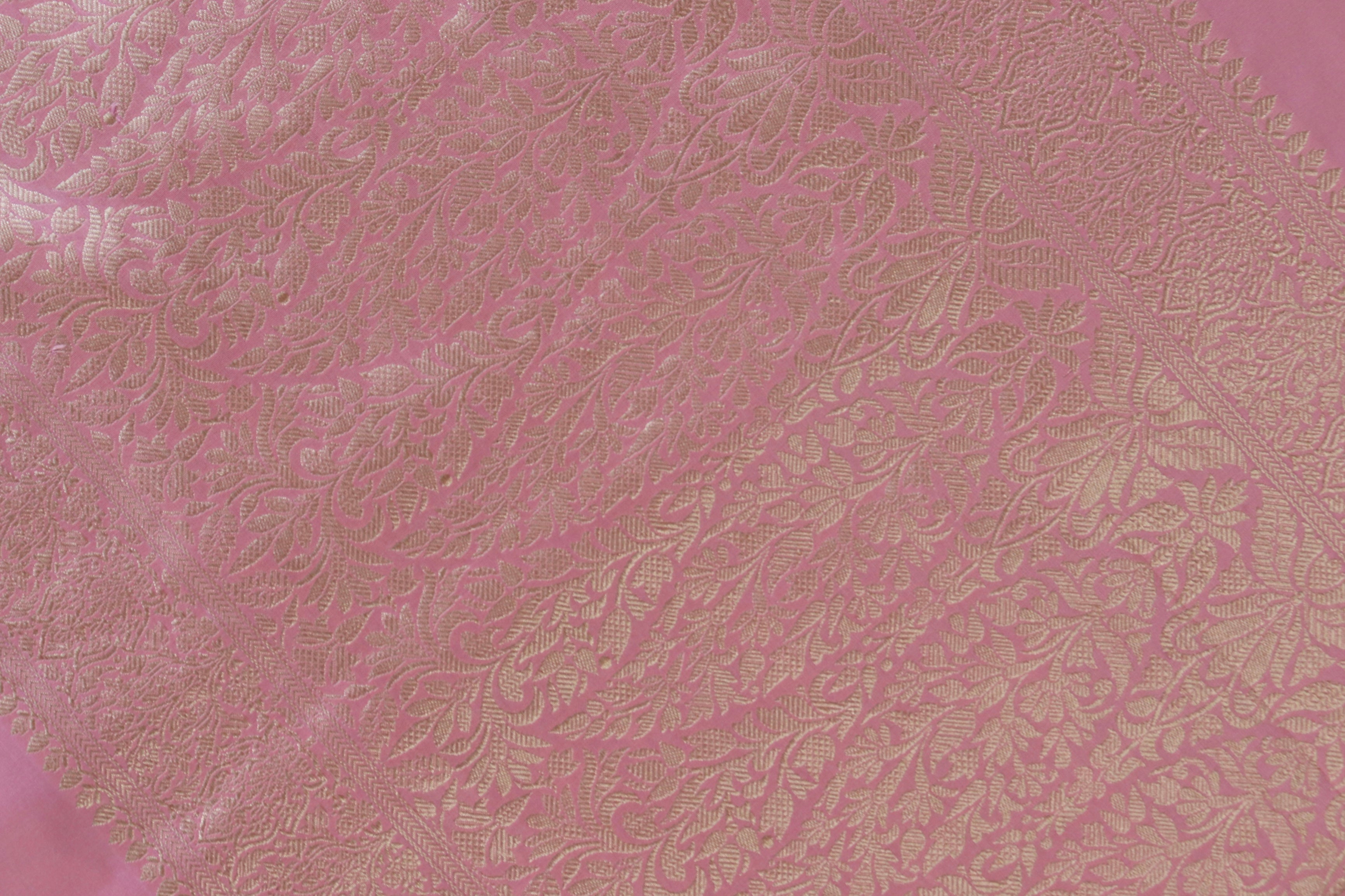 Soft Pink Kairy Motif Pure Silk Handloom Banarasi Saree
