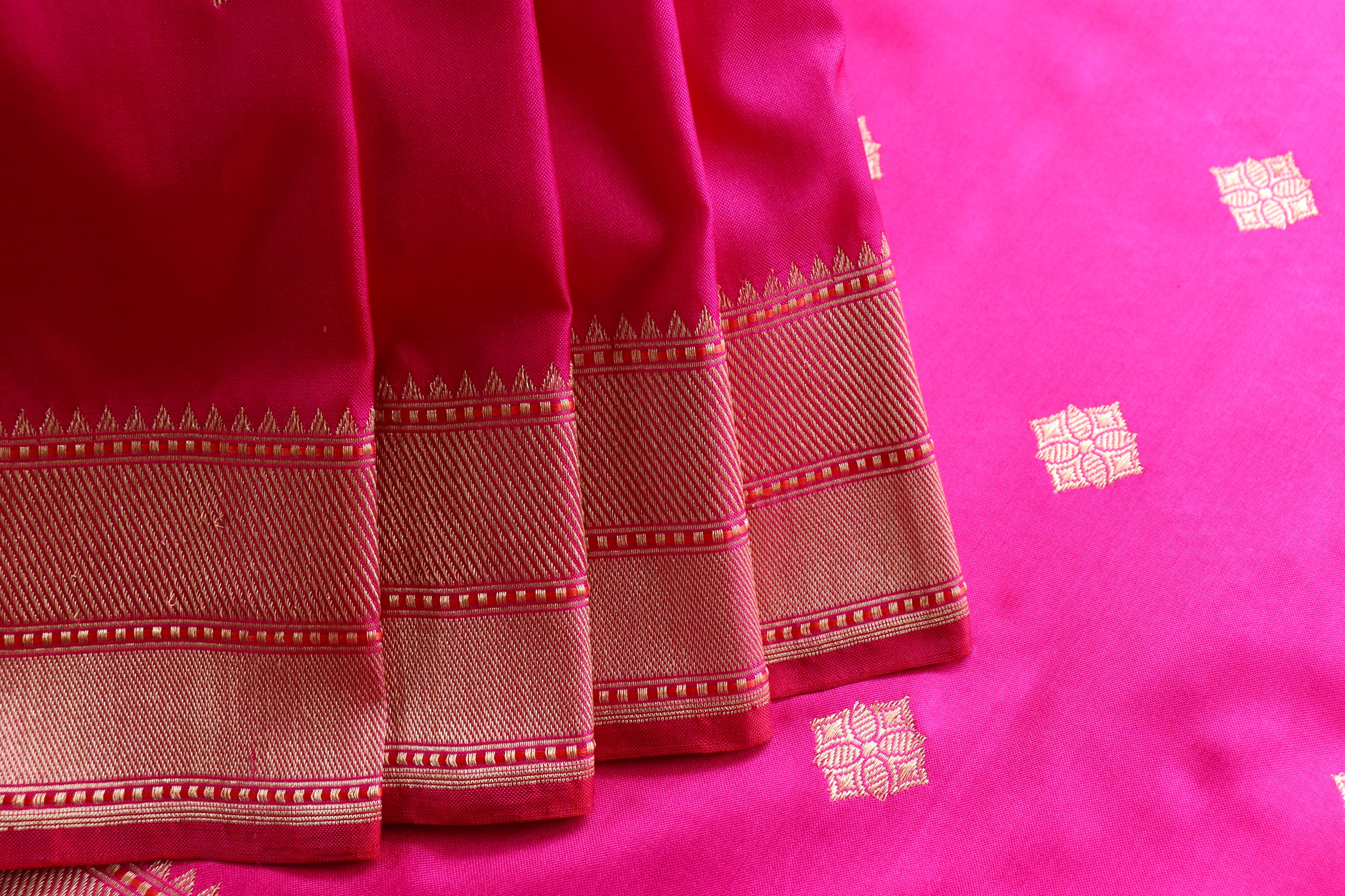 Pink Kadhua Motif Pure Katan Silk Handloom Saree