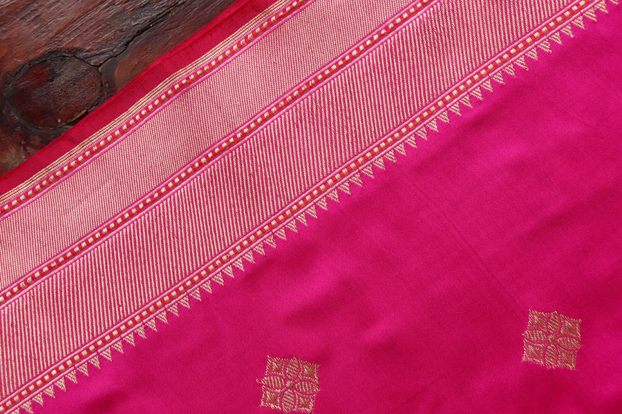 Pink Kadhua Motif Pure Katan Silk Handloom Saree