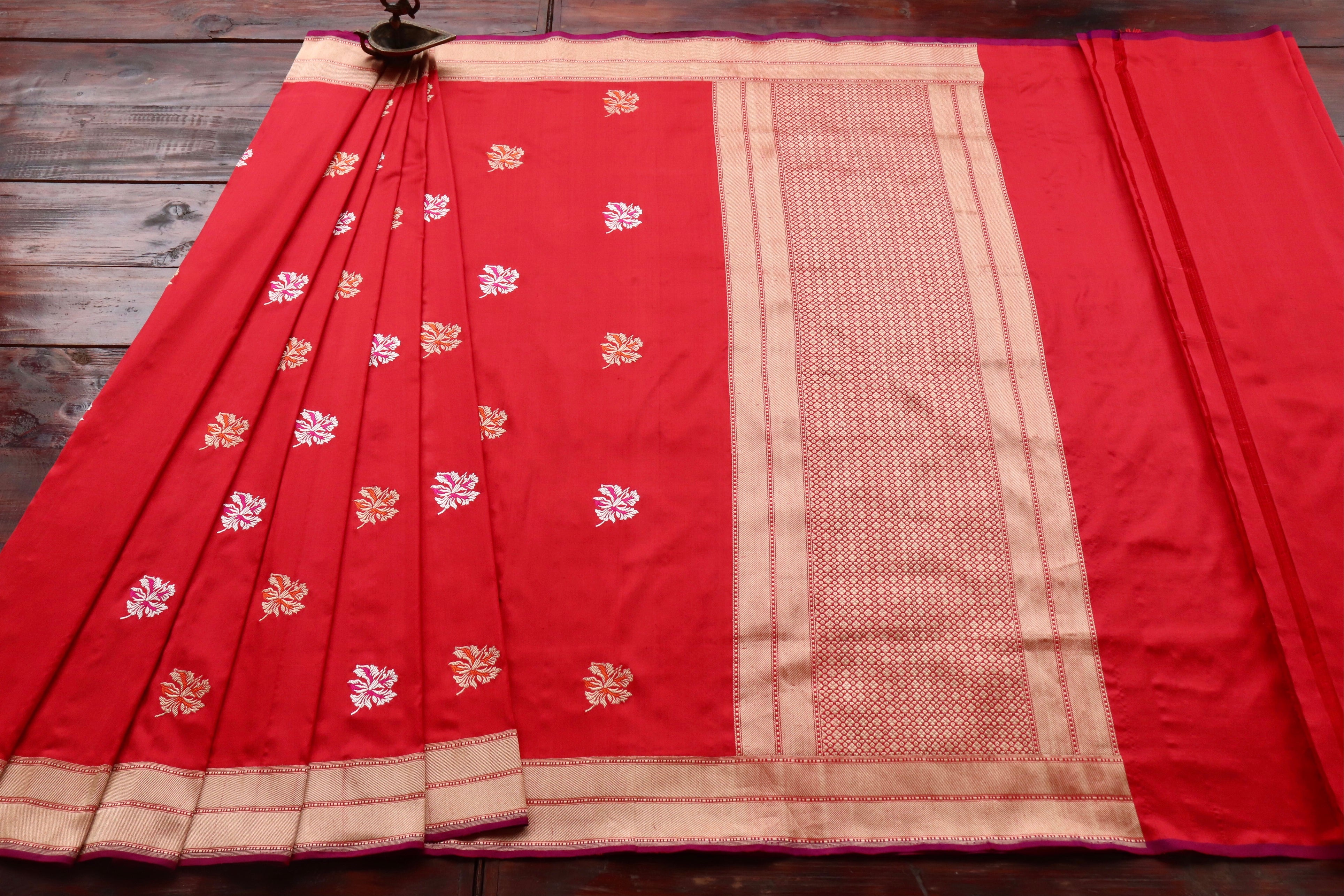 Red Kadhua Motif Katan Silk Pure Handloom Banarasi Saree