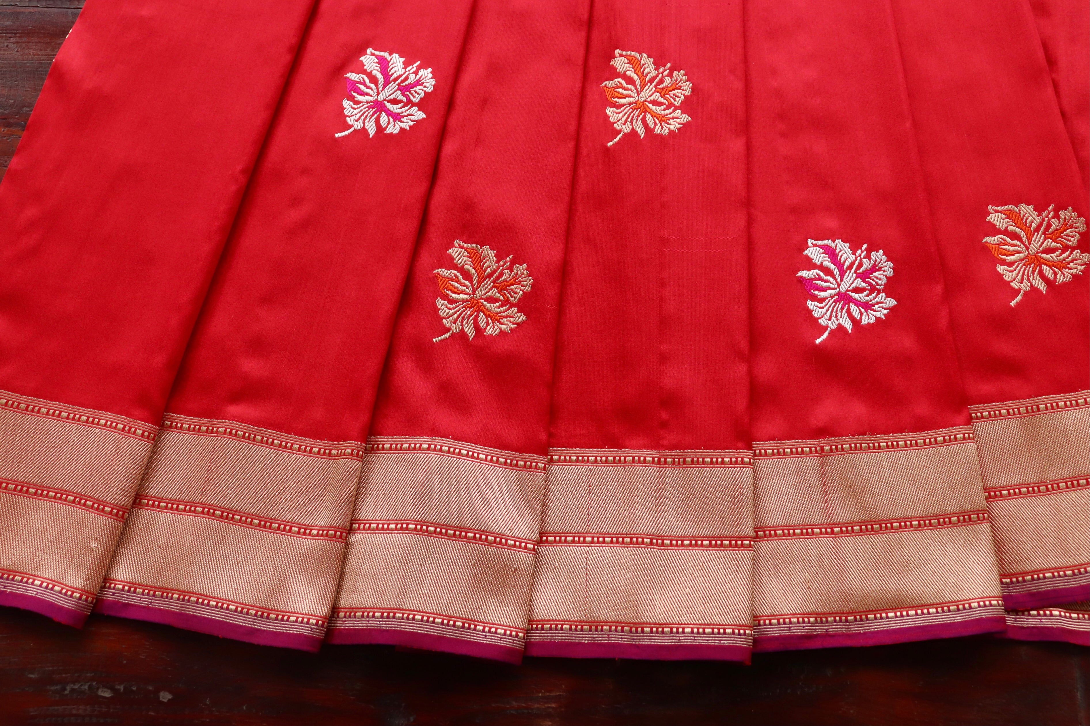 Red Kadhua Motif Katan Silk Pure Handloom Banarasi Saree