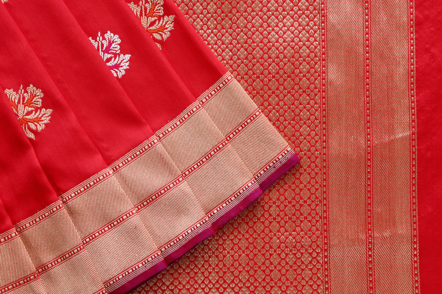 Red Kadhua Motif Katan Silk Pure Handloom Banarasi Saree