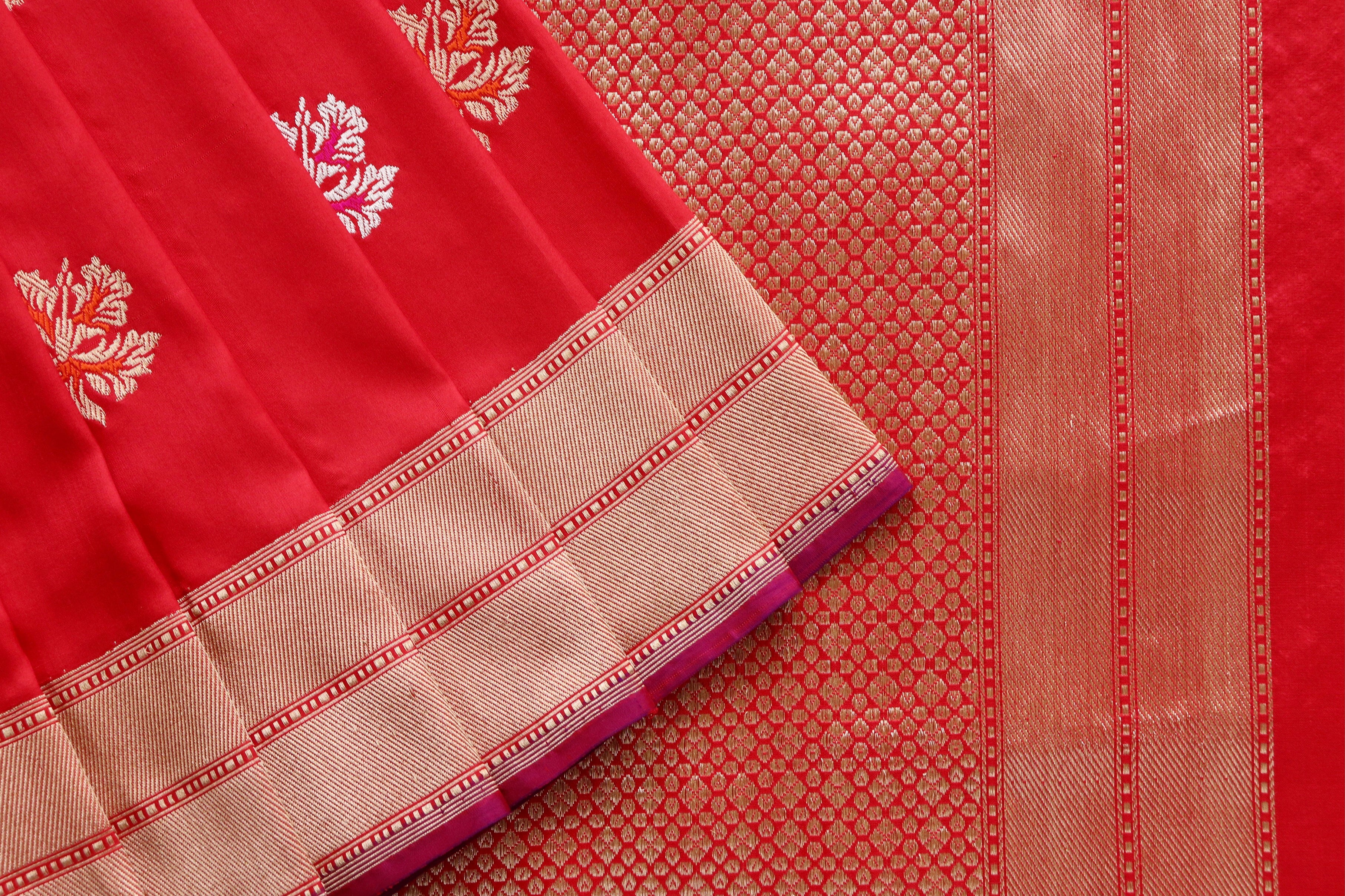 Red Kadhua Motif Katan Silk Pure Handloom Banarasi Saree
