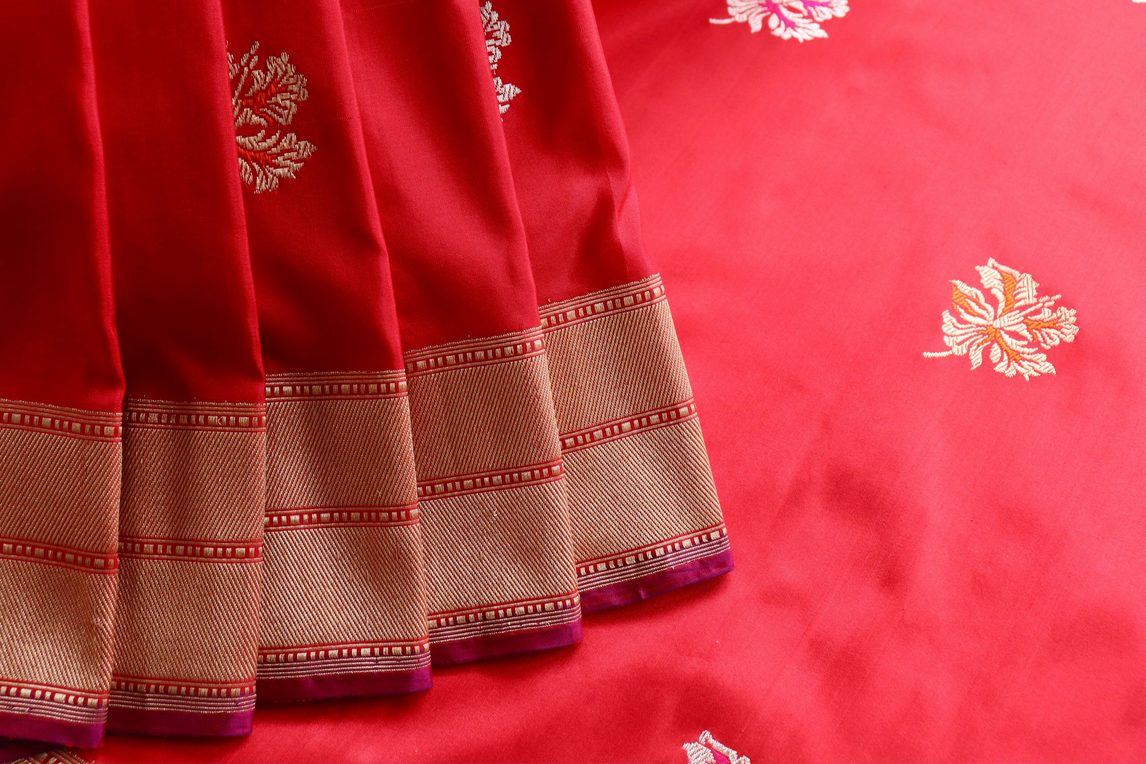 Red Kadhua Motif Katan Silk Pure Handloom Banarasi Saree