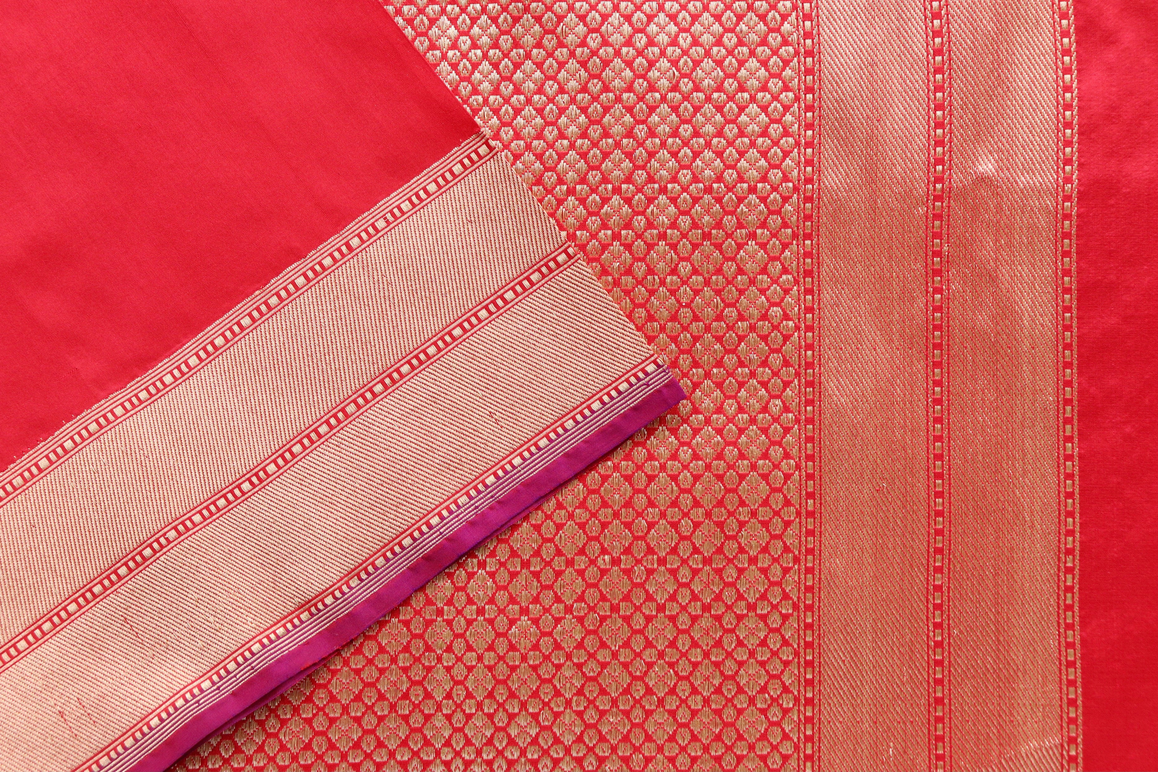 Red Kadhua Motif Katan Silk Pure Handloom Banarasi Saree