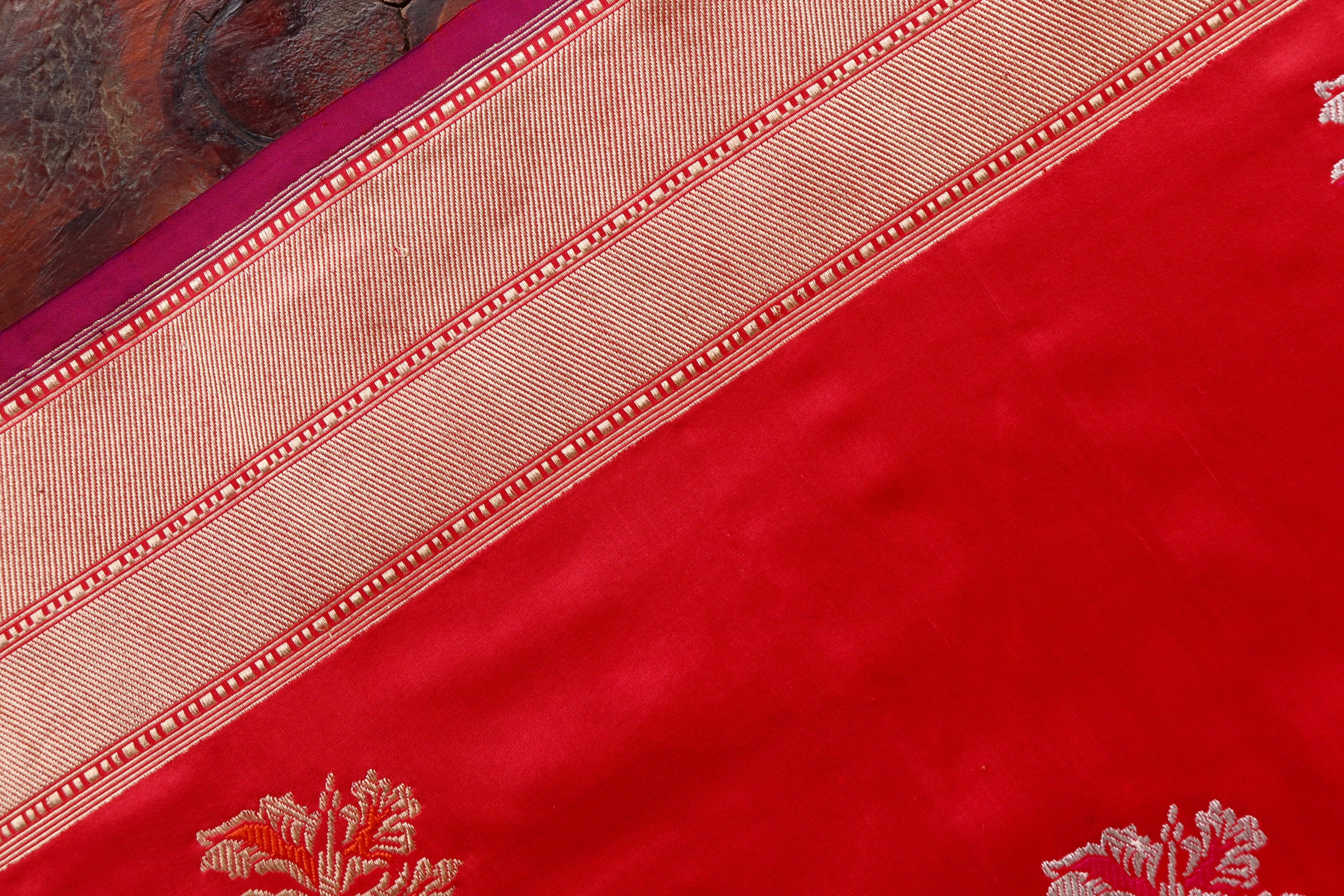 Red Kadhua Motif Katan Silk Pure Handloom Banarasi Saree