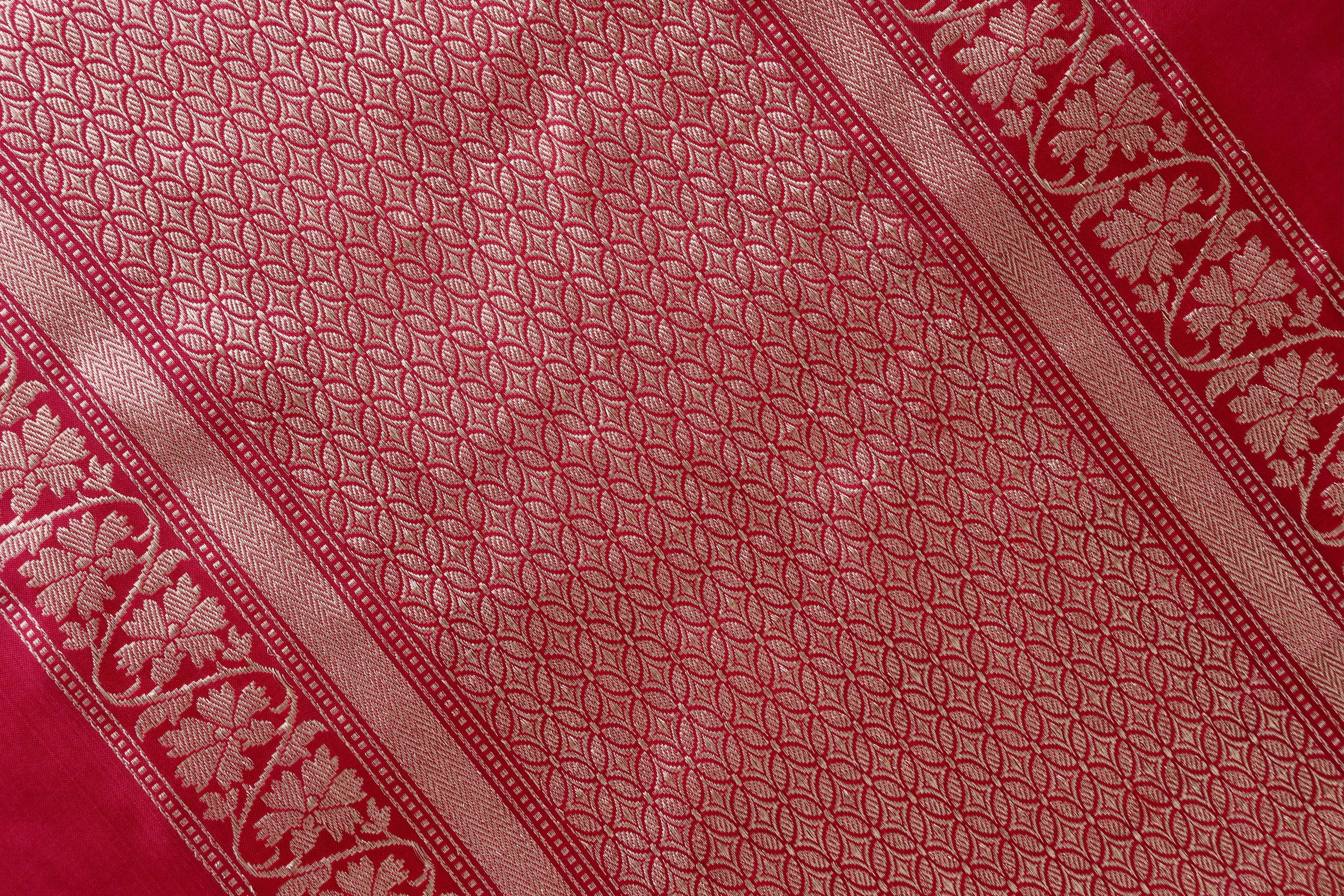 Burgundy Guldasta Motif Pure Katan Silk Handloom Saree