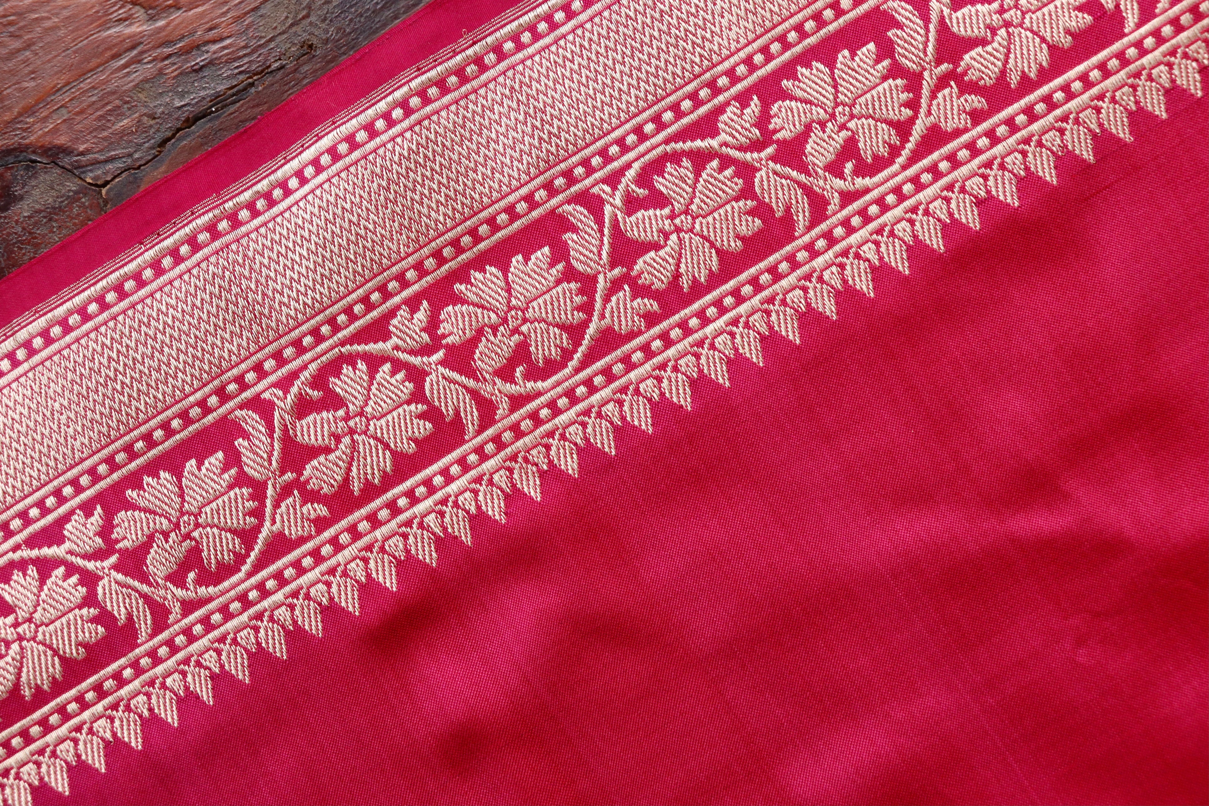 Burgundy Guldasta Motif Pure Katan Silk Handloom Saree