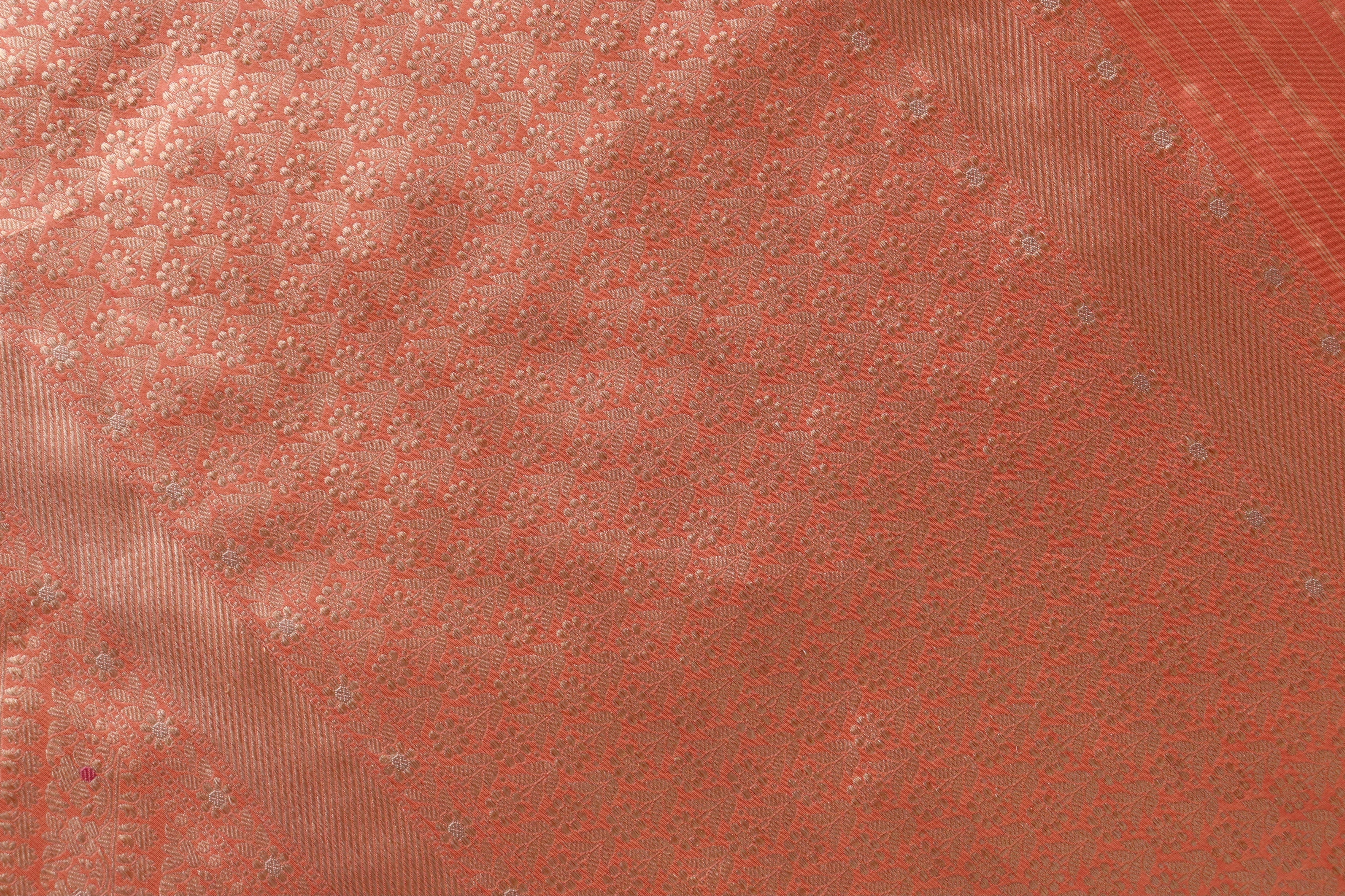 Peach Meenadar Adda Tanchoi Pure Silk Handloom Banarasi Saree