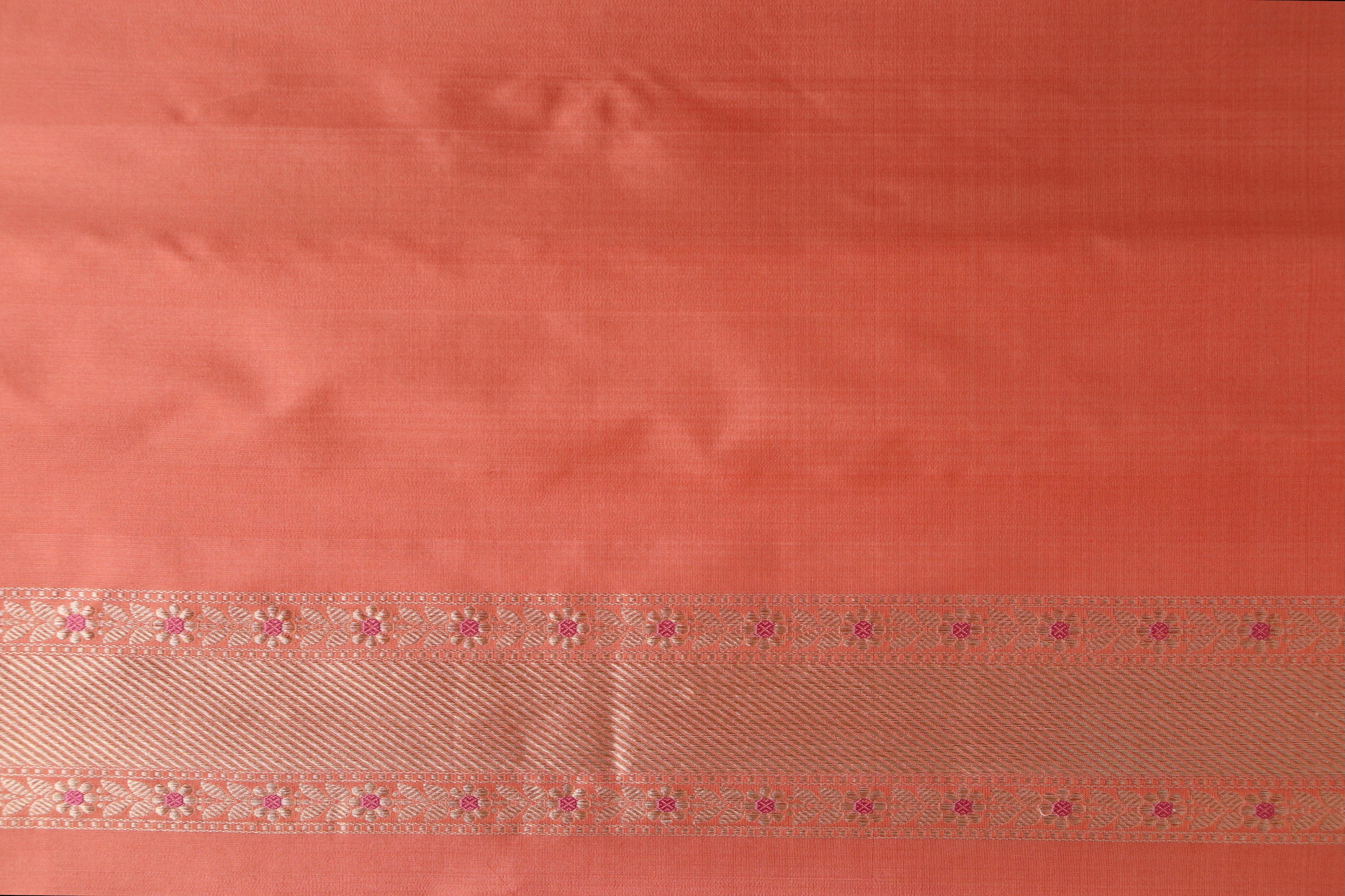 Peach Meenadar Adda Tanchoi Pure Silk Handloom Banarasi Saree