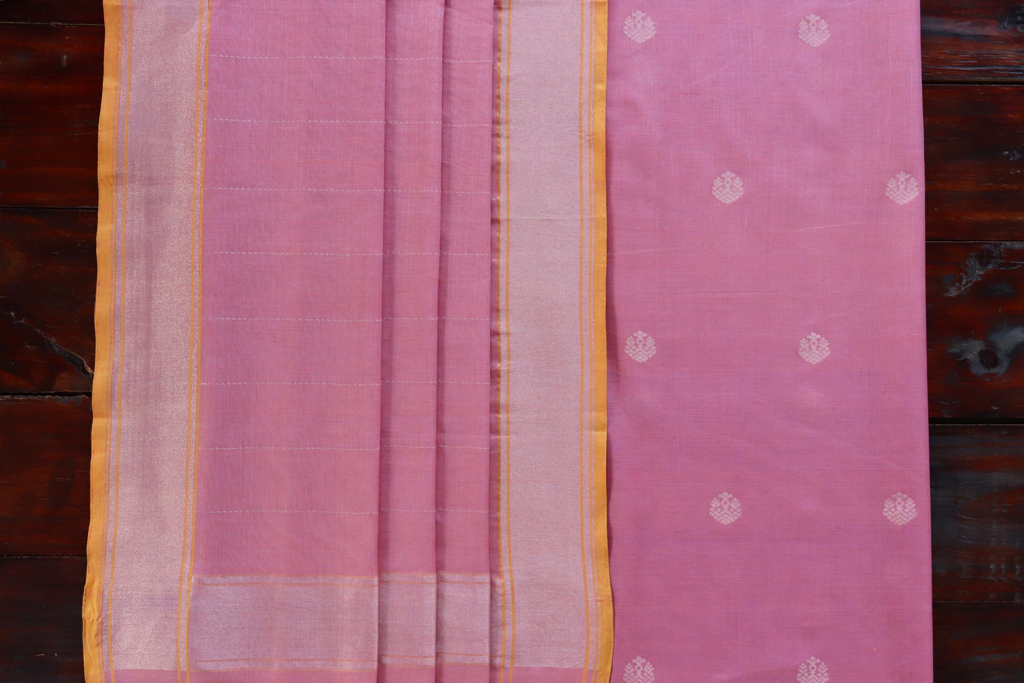 Pink Katan Cotton Handloom Banarasi Suit Set