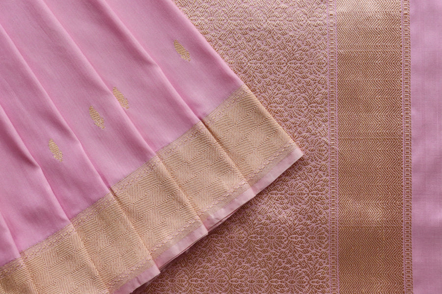 Baby Pink Kairy Kuniya Pure Silk Handloom Banarasi Saree