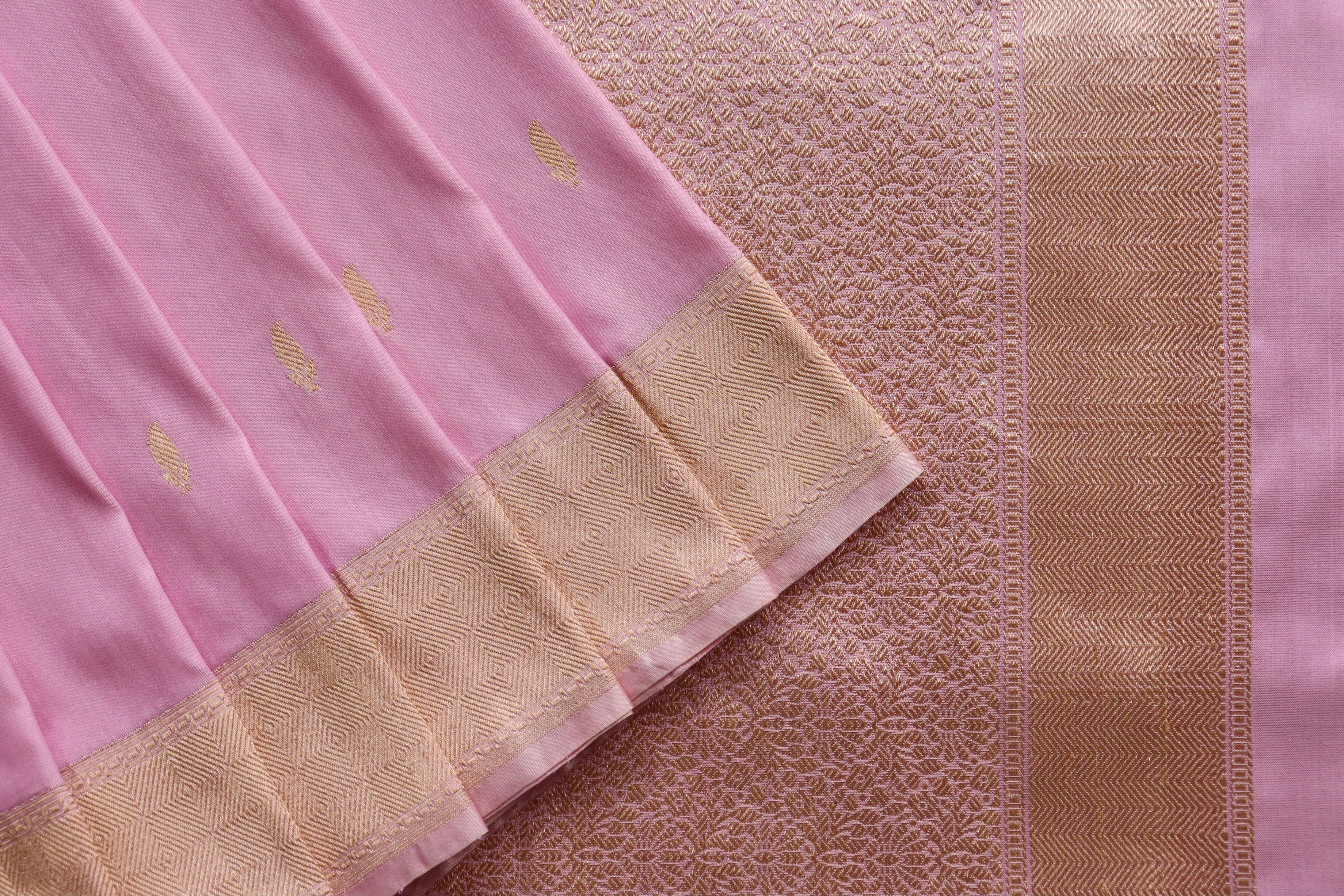 Baby Pink Kairy Kuniya Pure Silk Handloom Banarasi Saree